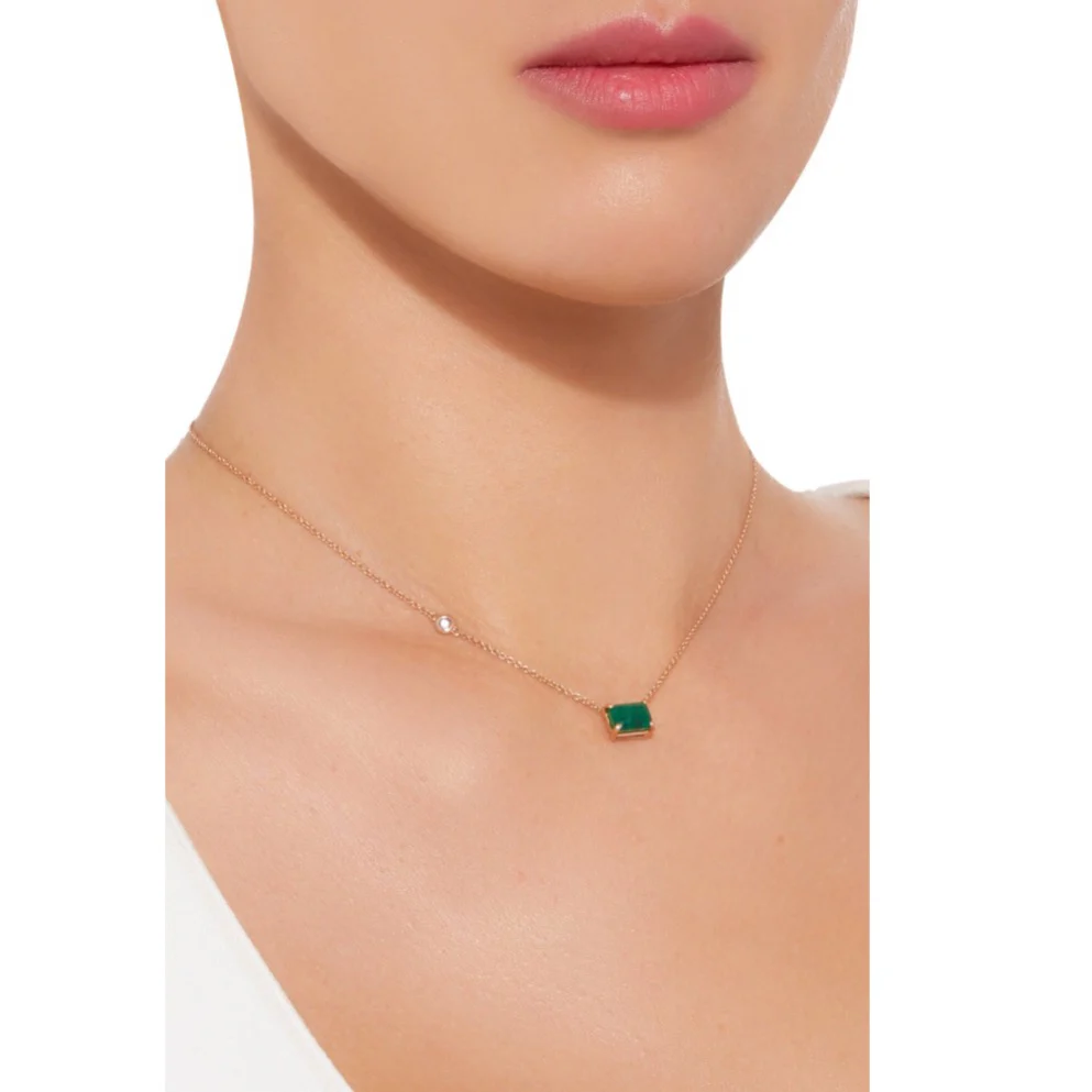 READY TO SHIP EMERALD SOLITAIRE NECKLACE - Image 4