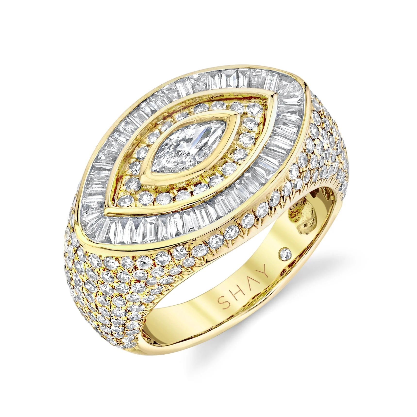 READY TO SHIP DIAMOND EVIL EYE PAVE PINKY RING - Image 3