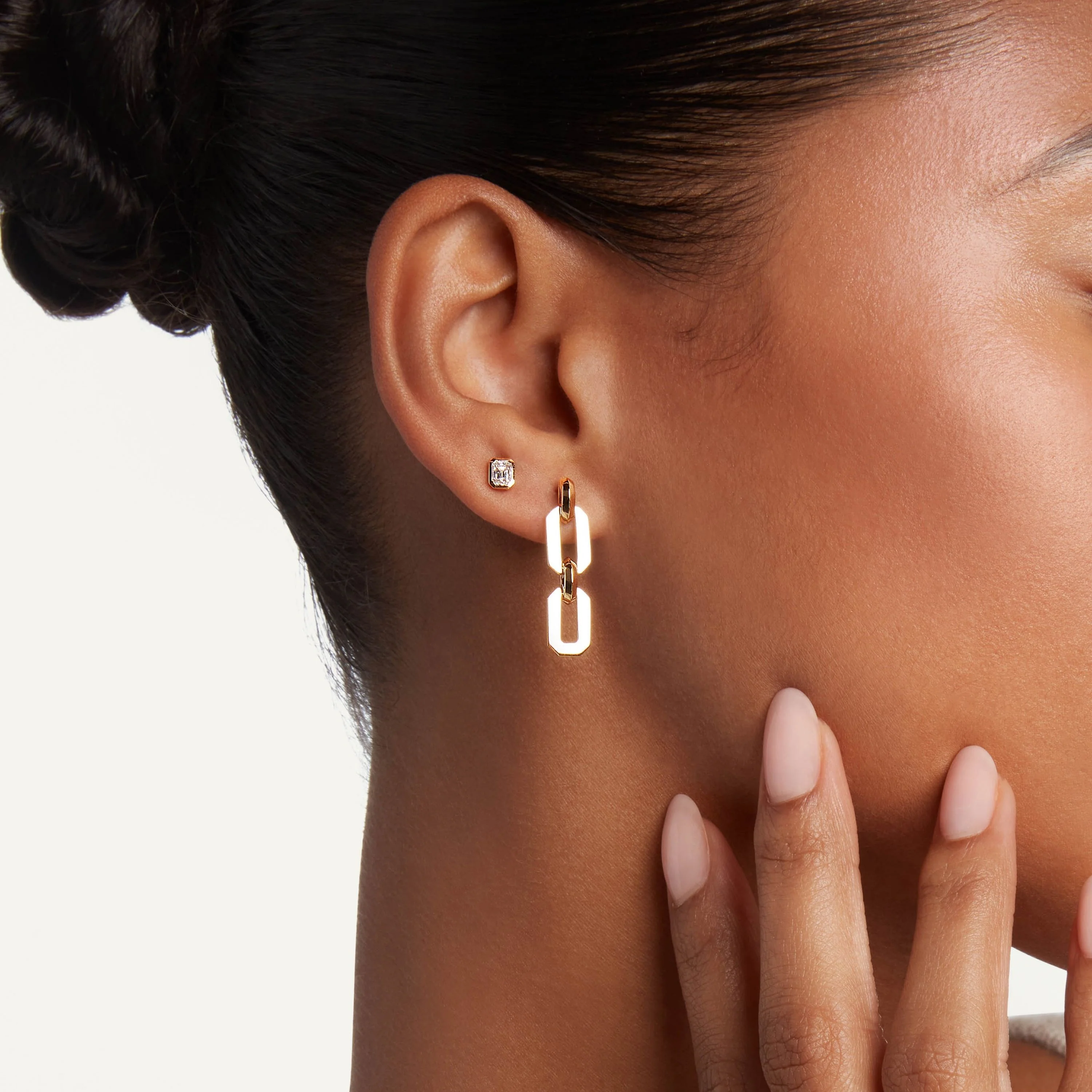 READY TO SHIP FLAT GEO LINK EARRINGS - Image 3