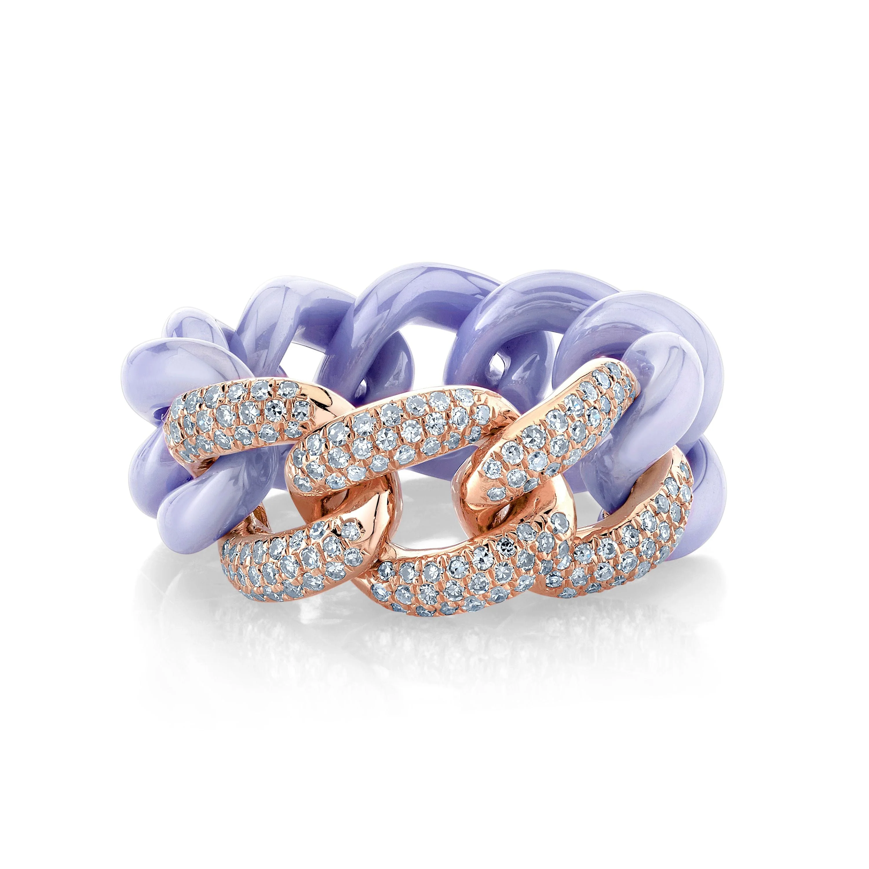 READY TO SHIP LAVENDER CERAMIC PAVE ESSENTIAL LINK RING - Image 3