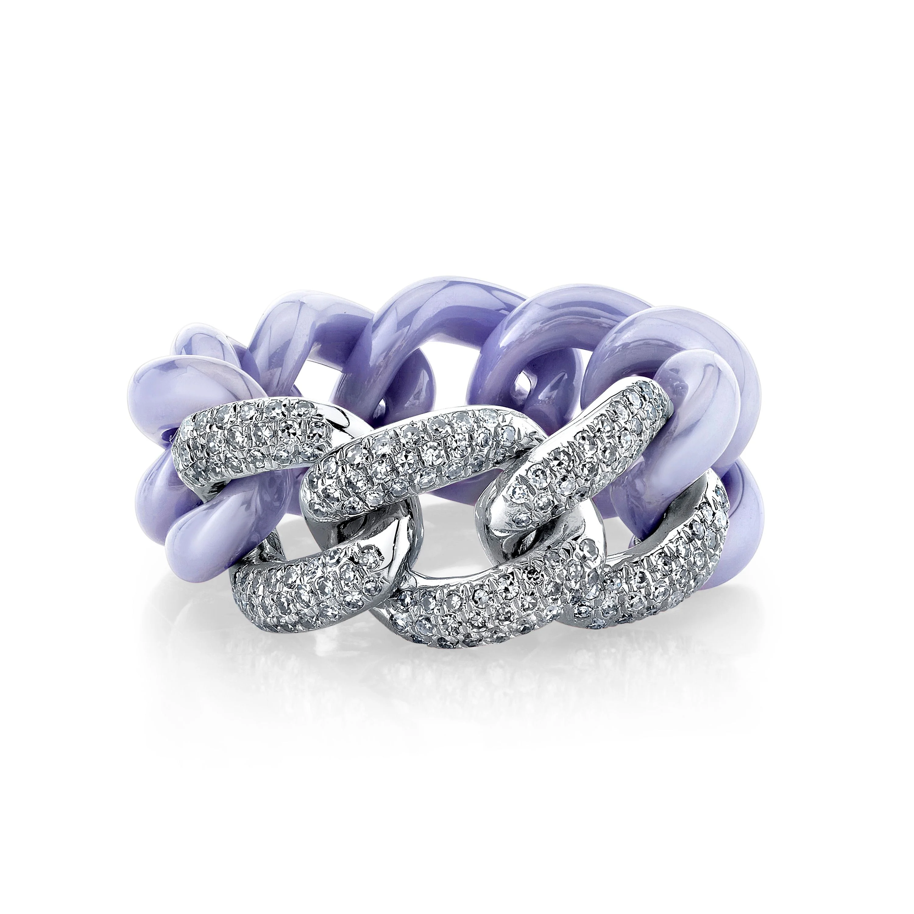 READY TO SHIP LAVENDER CERAMIC PAVE ESSENTIAL LINK RING - Image 4