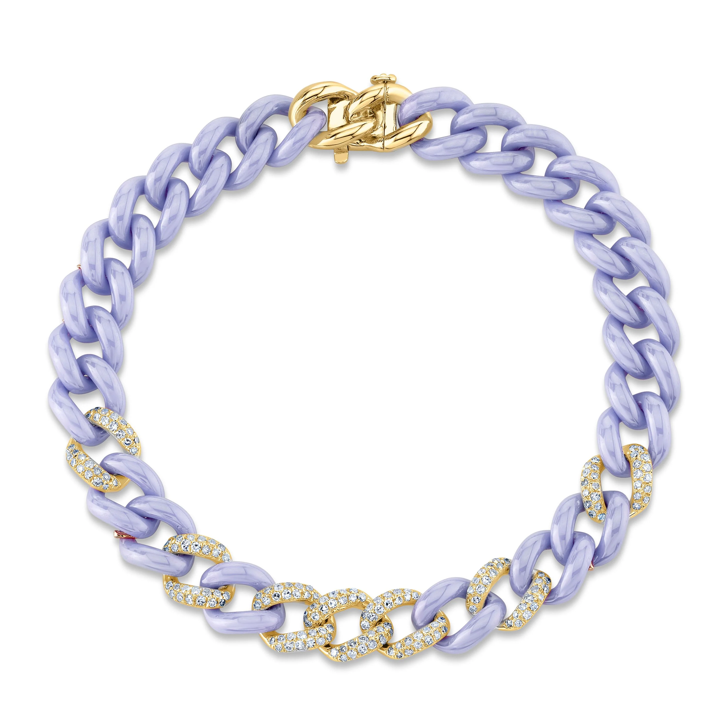 READY TO SHIP LAVENDER CERAMIC PAVE MEDIUM LINK BRACELET