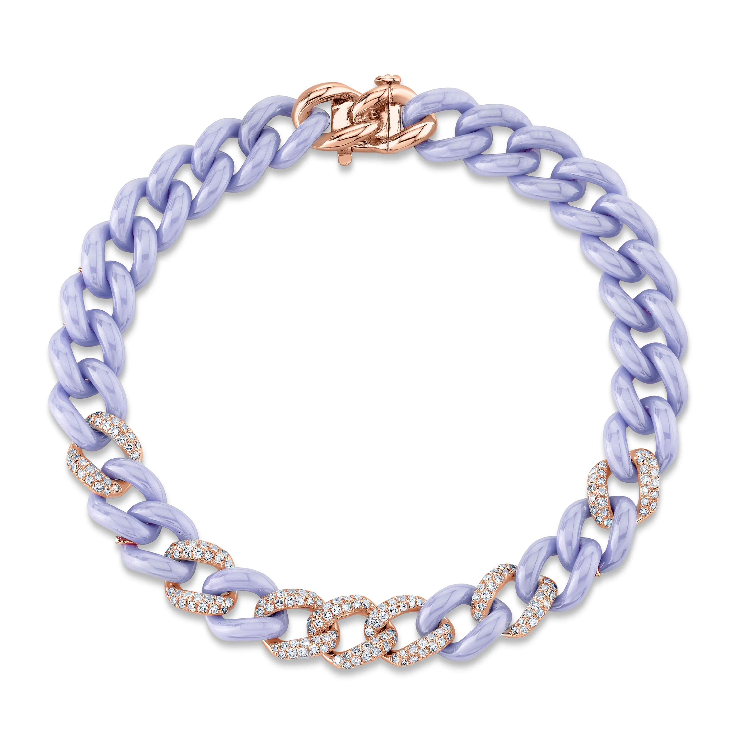 READY TO SHIP LAVENDER CERAMIC PAVE MEDIUM LINK BRACELET - Image 4