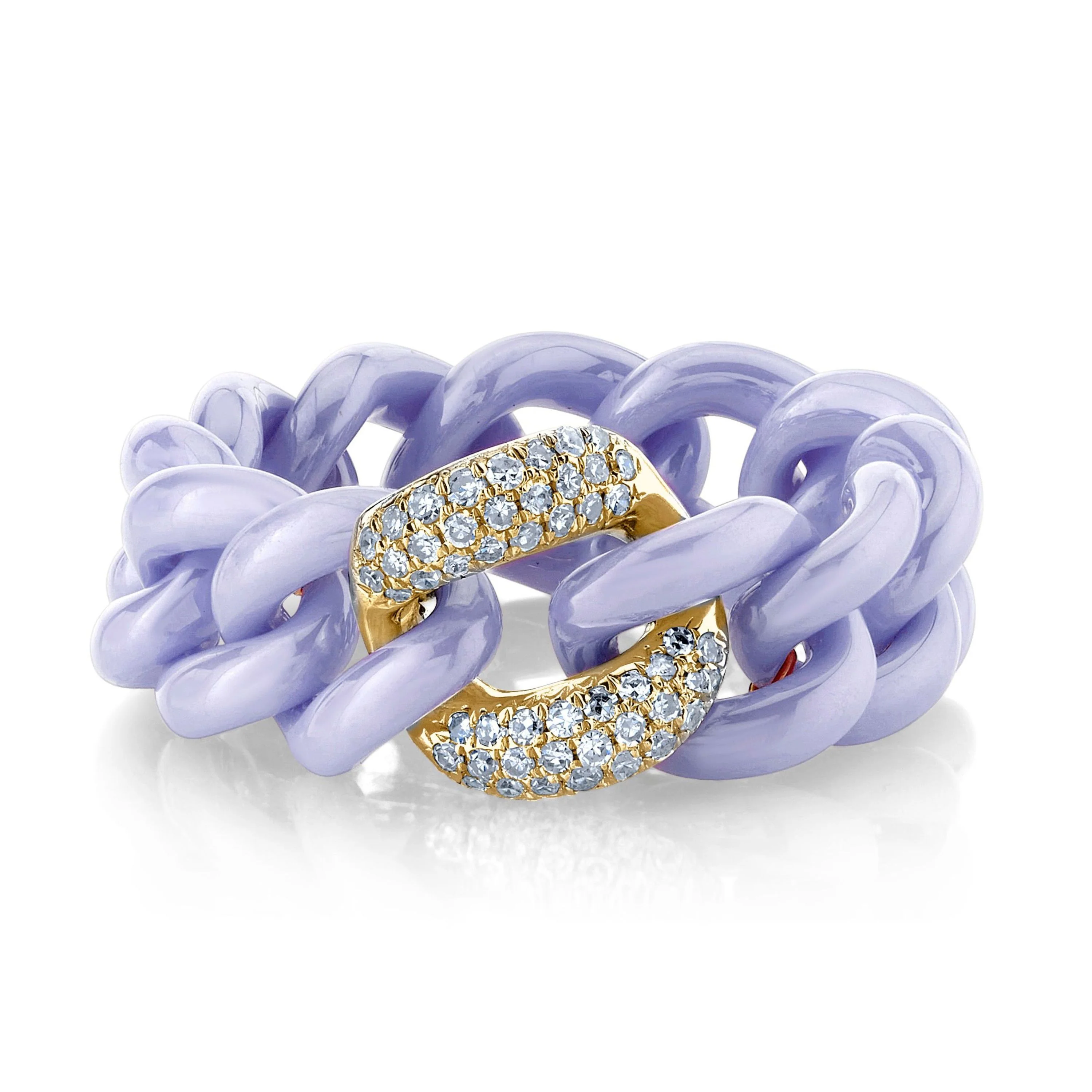 READY TO SHIP LAVENDER CERAMIC PAVE MEDIUM LINK RING