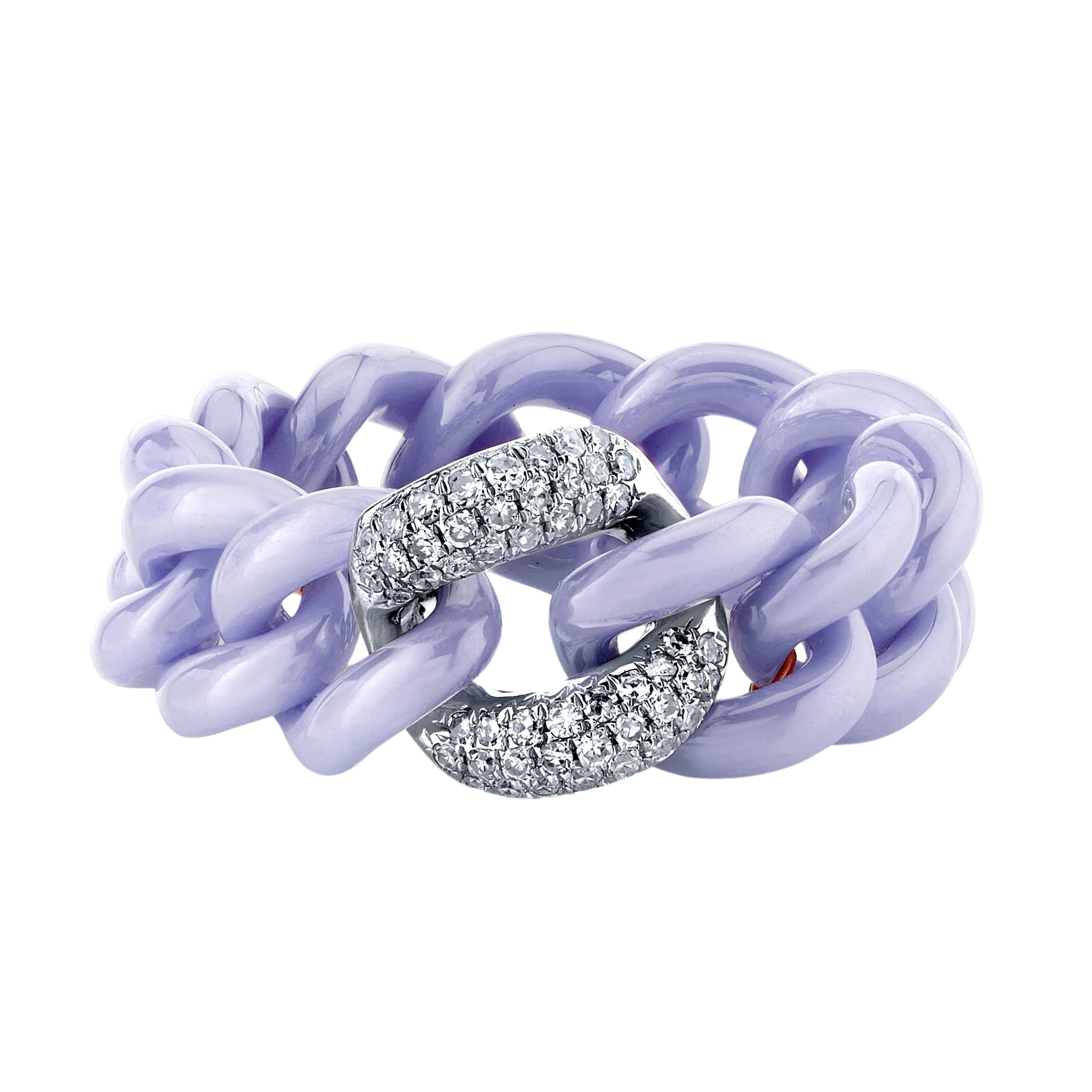 READY TO SHIP LAVENDER CERAMIC PAVE MEDIUM LINK RING - Image 3