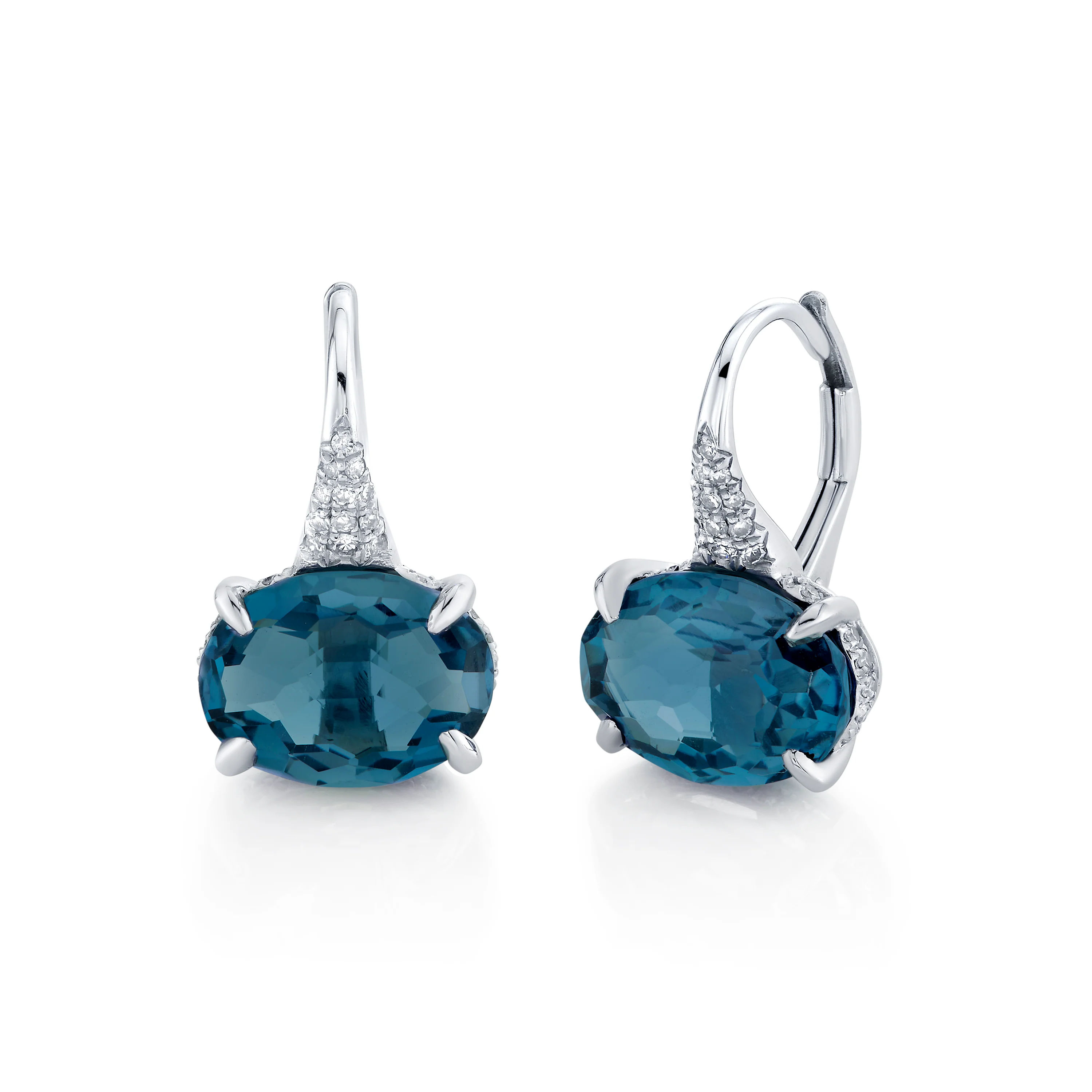 LONDON BLUE & DIAMOND GEM DROP EARRINGS - Image 3