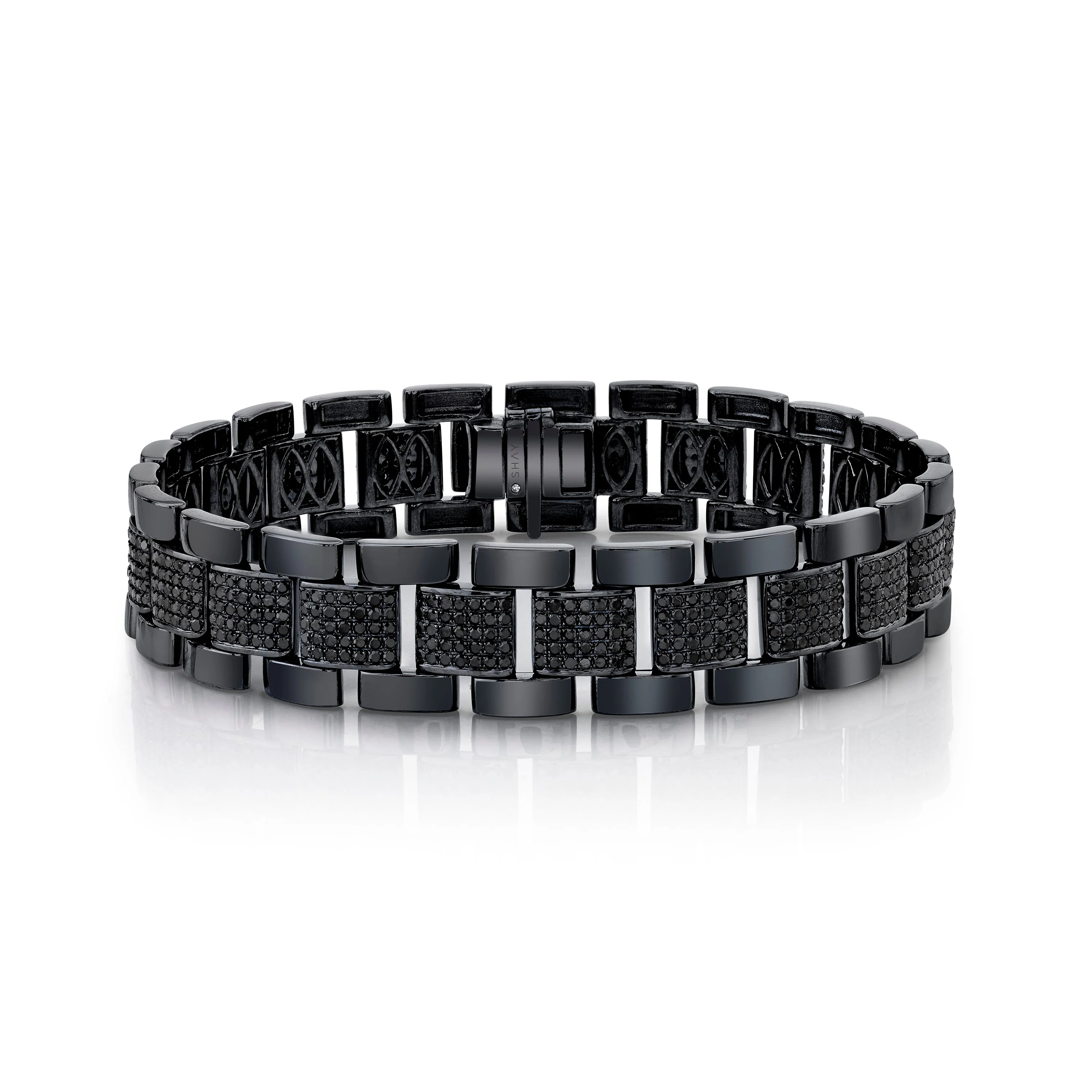 READY TO SHIP MEN'S BLACK DIAMOND PARTIAL PAVE JOURNEY BRACELET