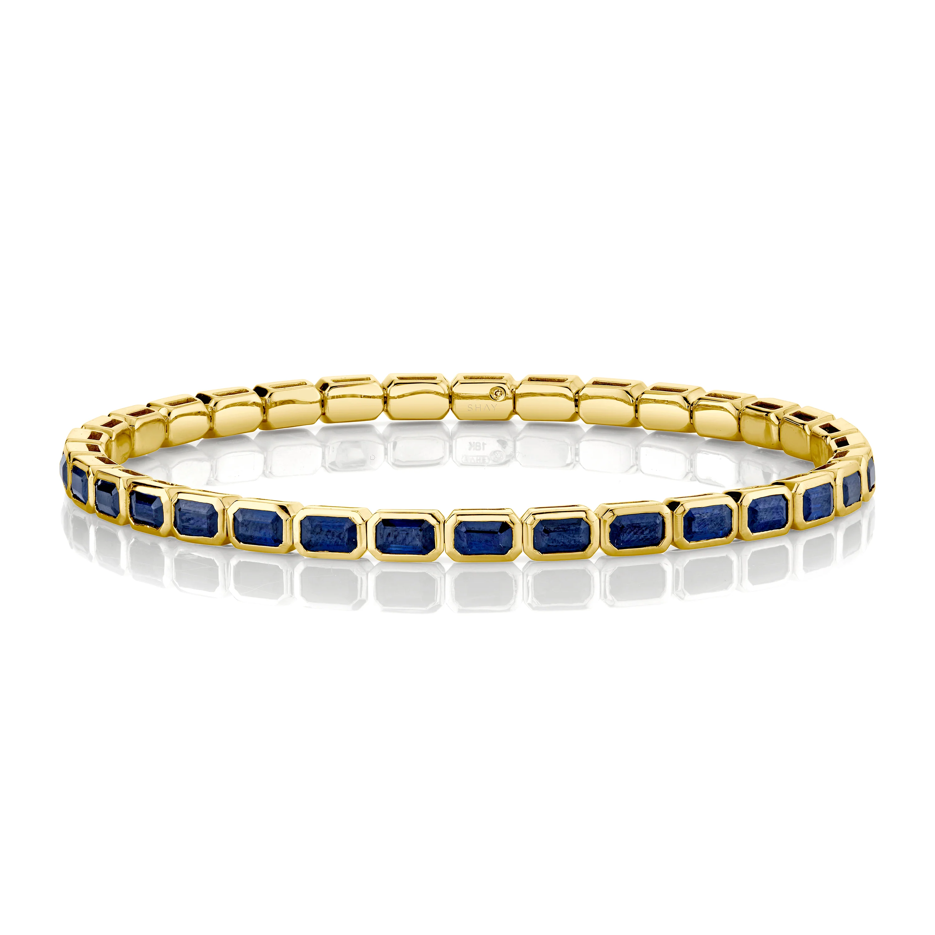 READY TO SHIP MEN'S BLUE SAPPHIRE BEZEL STRETCH BRACELET - Image 3