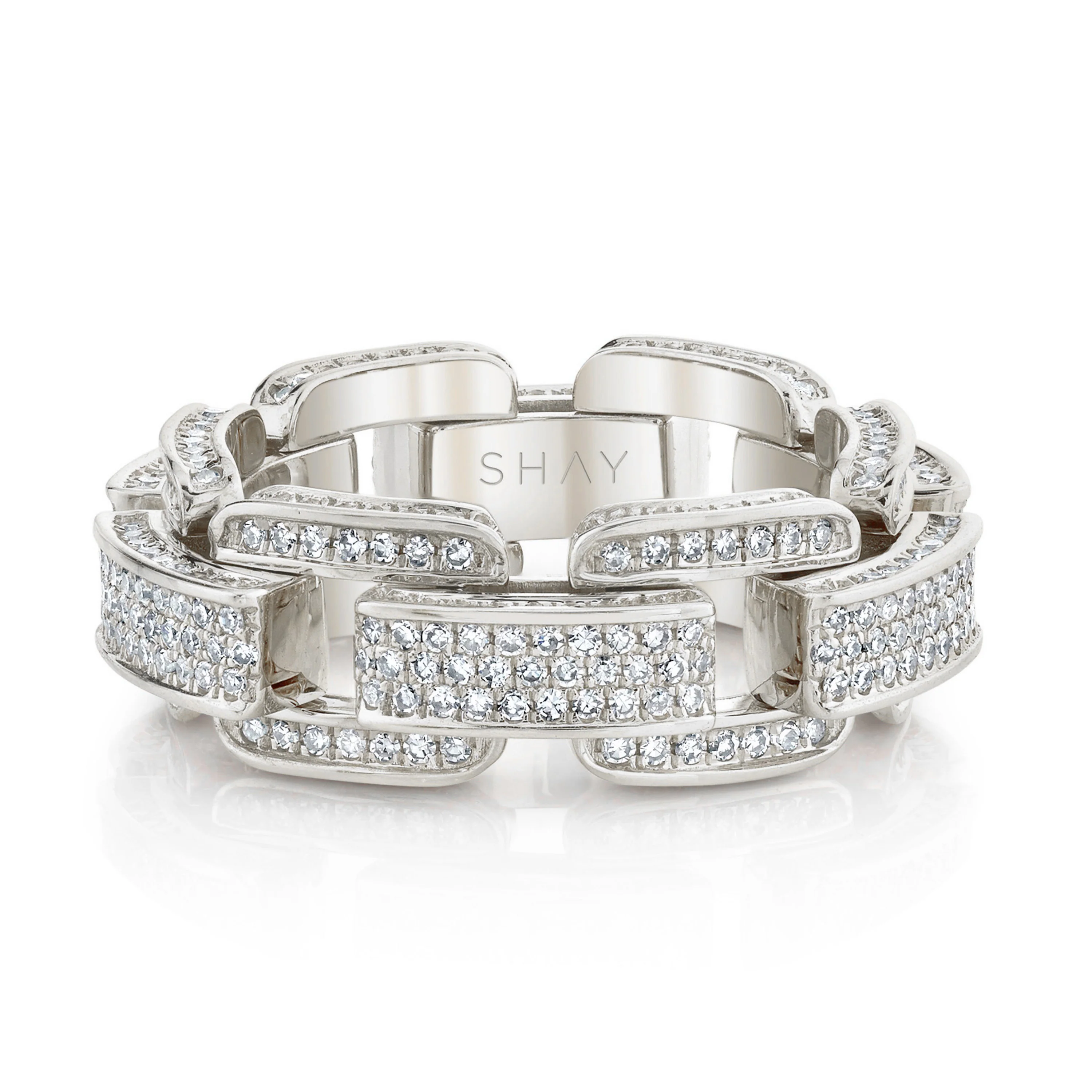 READY TO SHIP MEN'S DIAMOND PAVE DECO LINK RING - Image 4