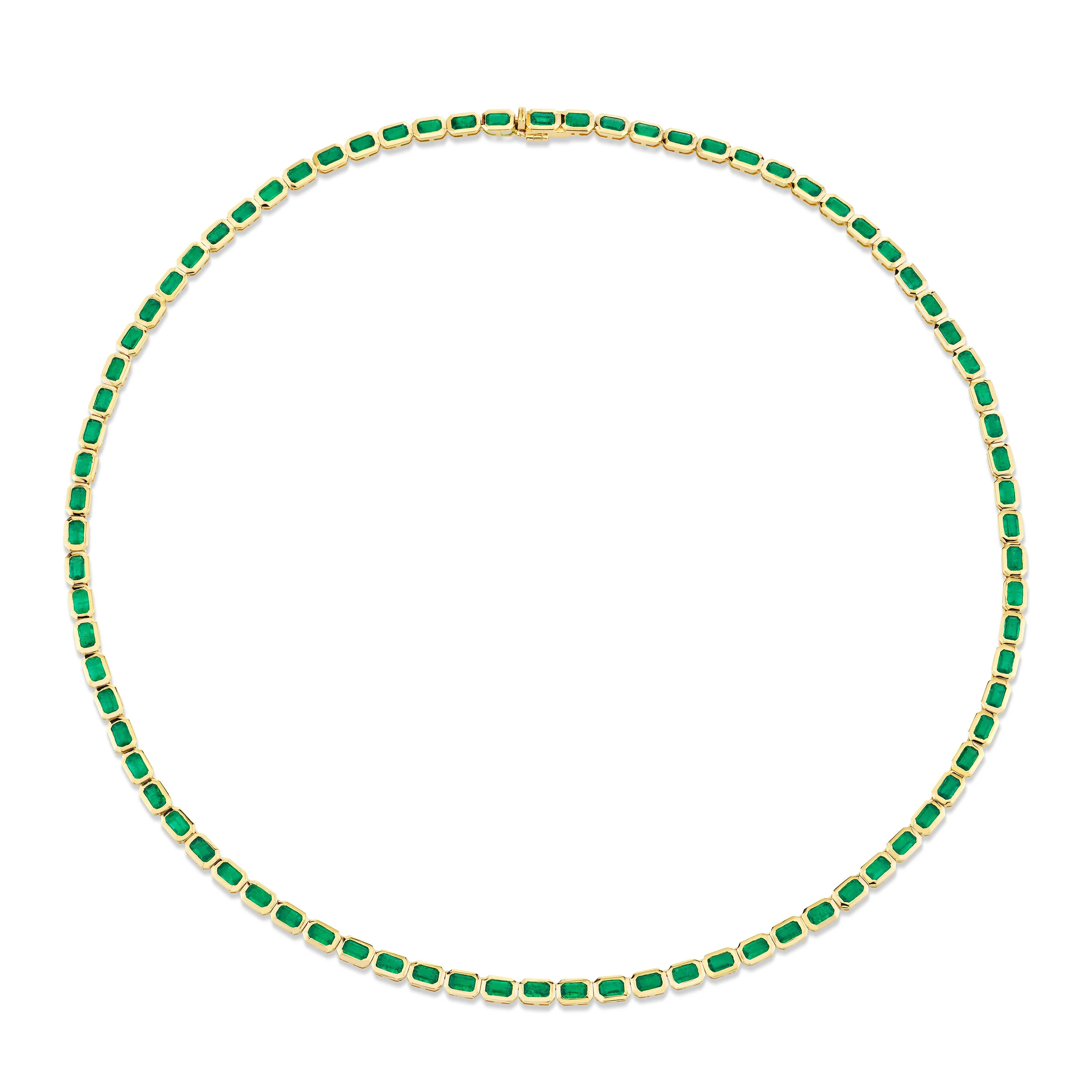 READY TO SHIP MEN'S EMERALD BEZEL TENNIS NECKLACE