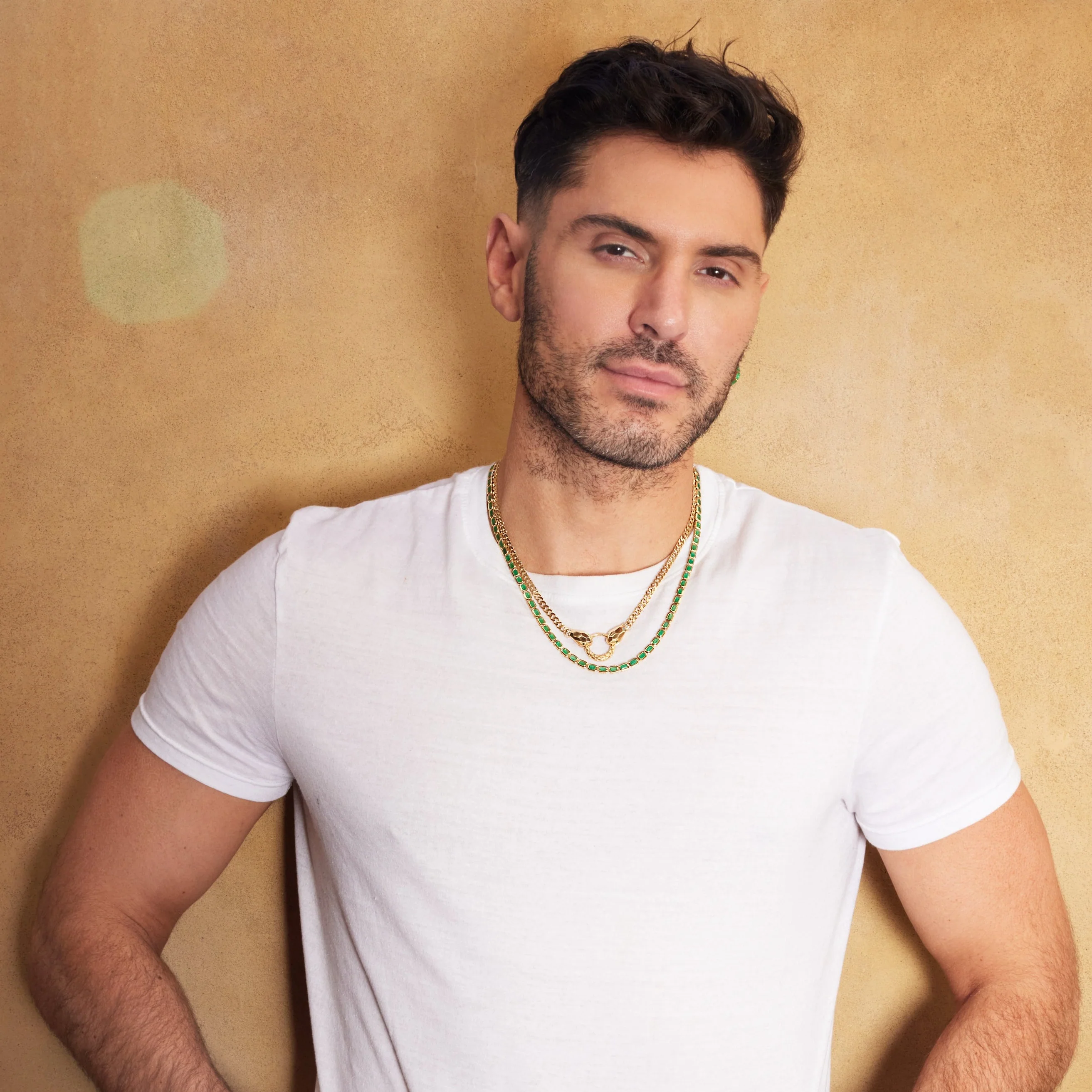 READY TO SHIP MEN'S EMERALD BEZEL TENNIS NECKLACE - Image 3