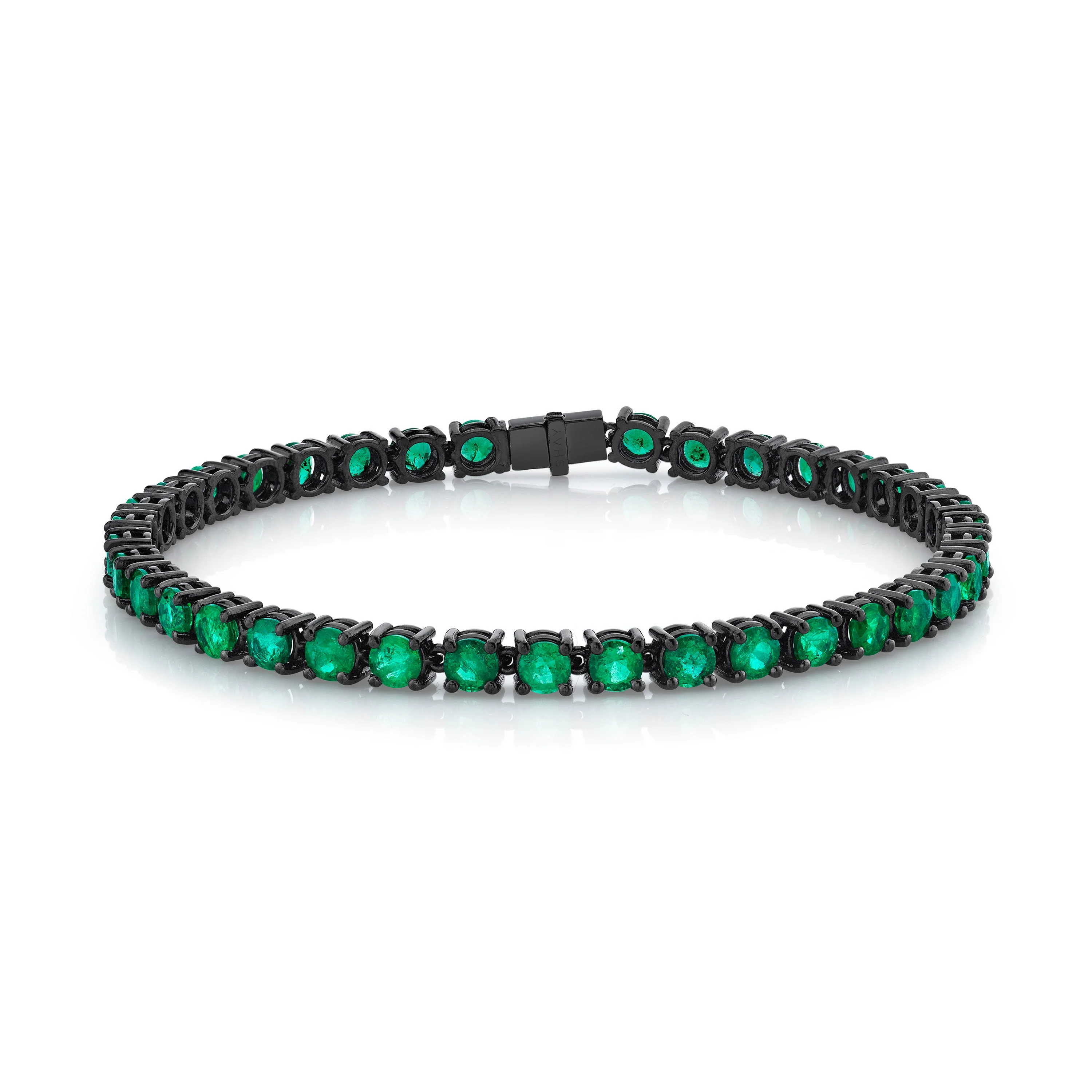 READY TO SHIP MEN'S ROUND EMERALD TENNIS BRACELET