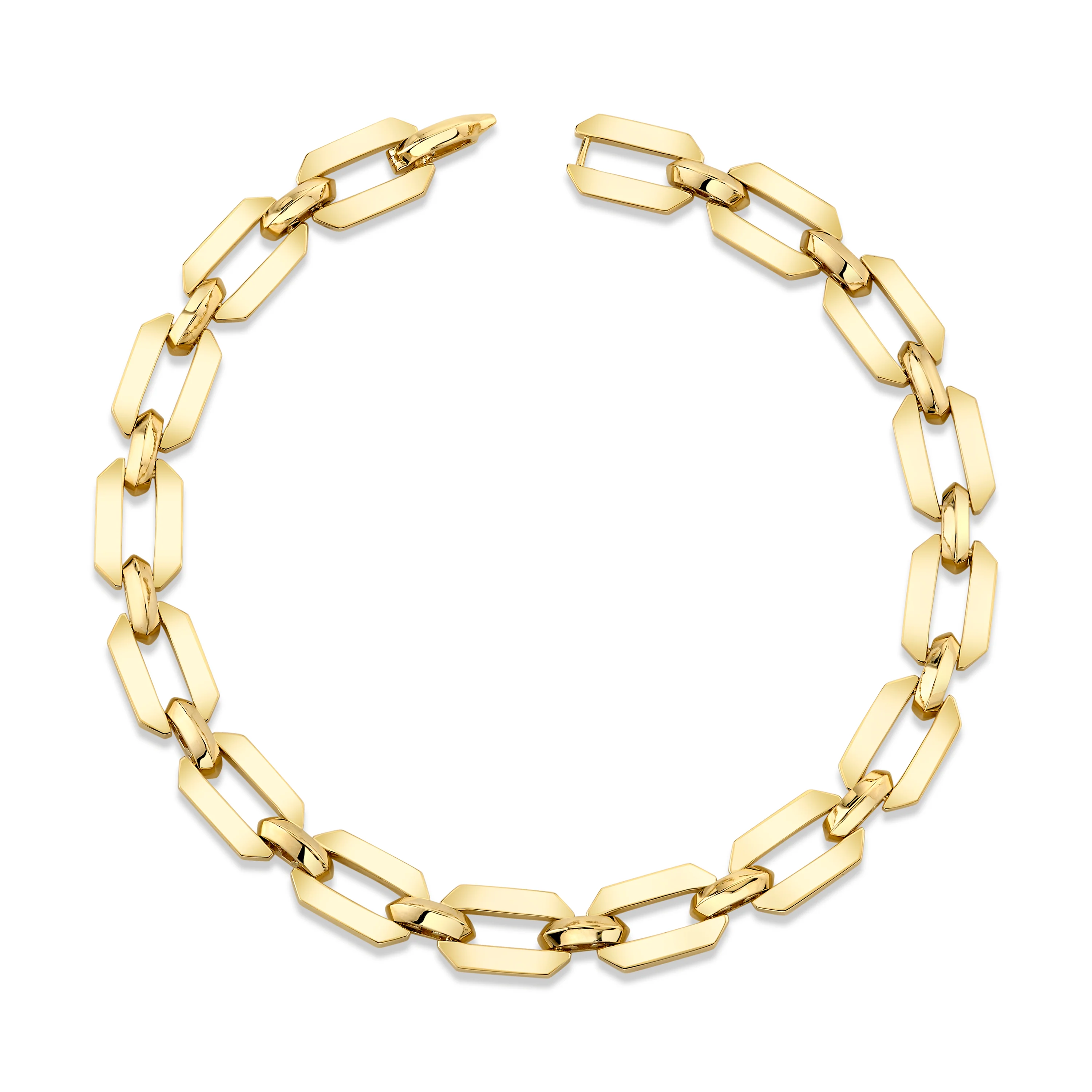 READY TO SHIP MEN'S SOLID GOLD FLAT GEO LINK BRACELET - Image 3