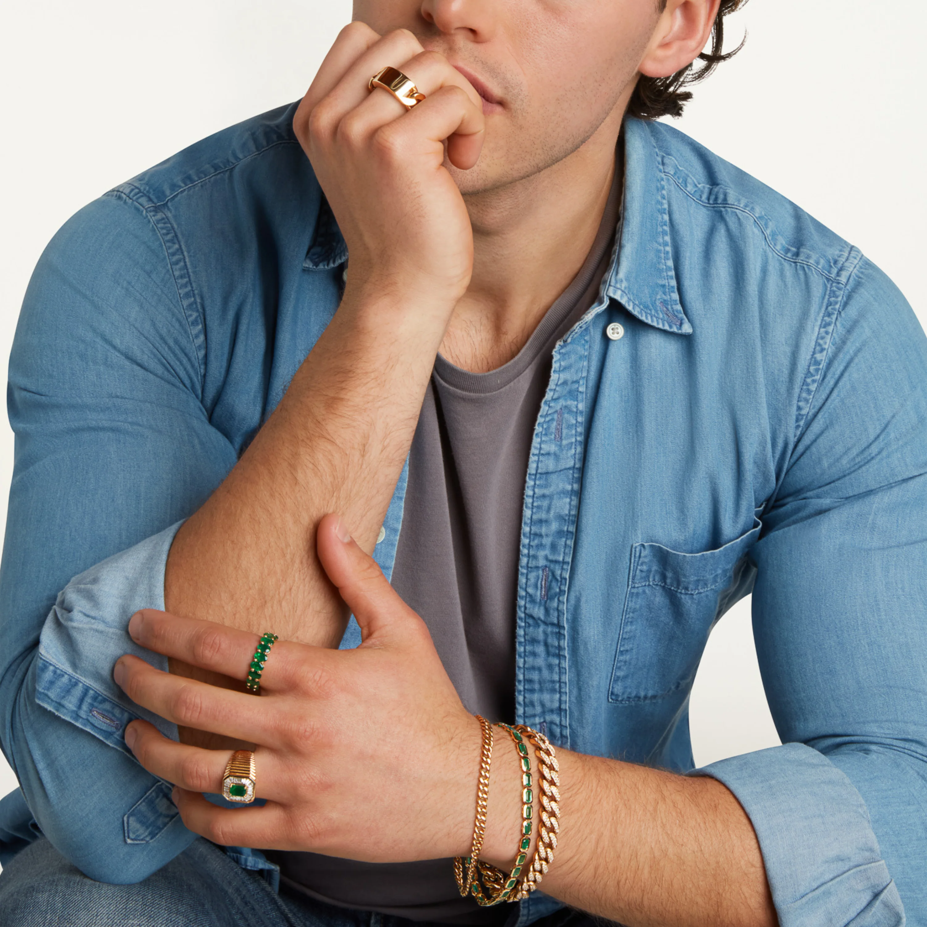 READY TO SHIP MEN'S SOLID GOLD ID LINK RING - Image 2