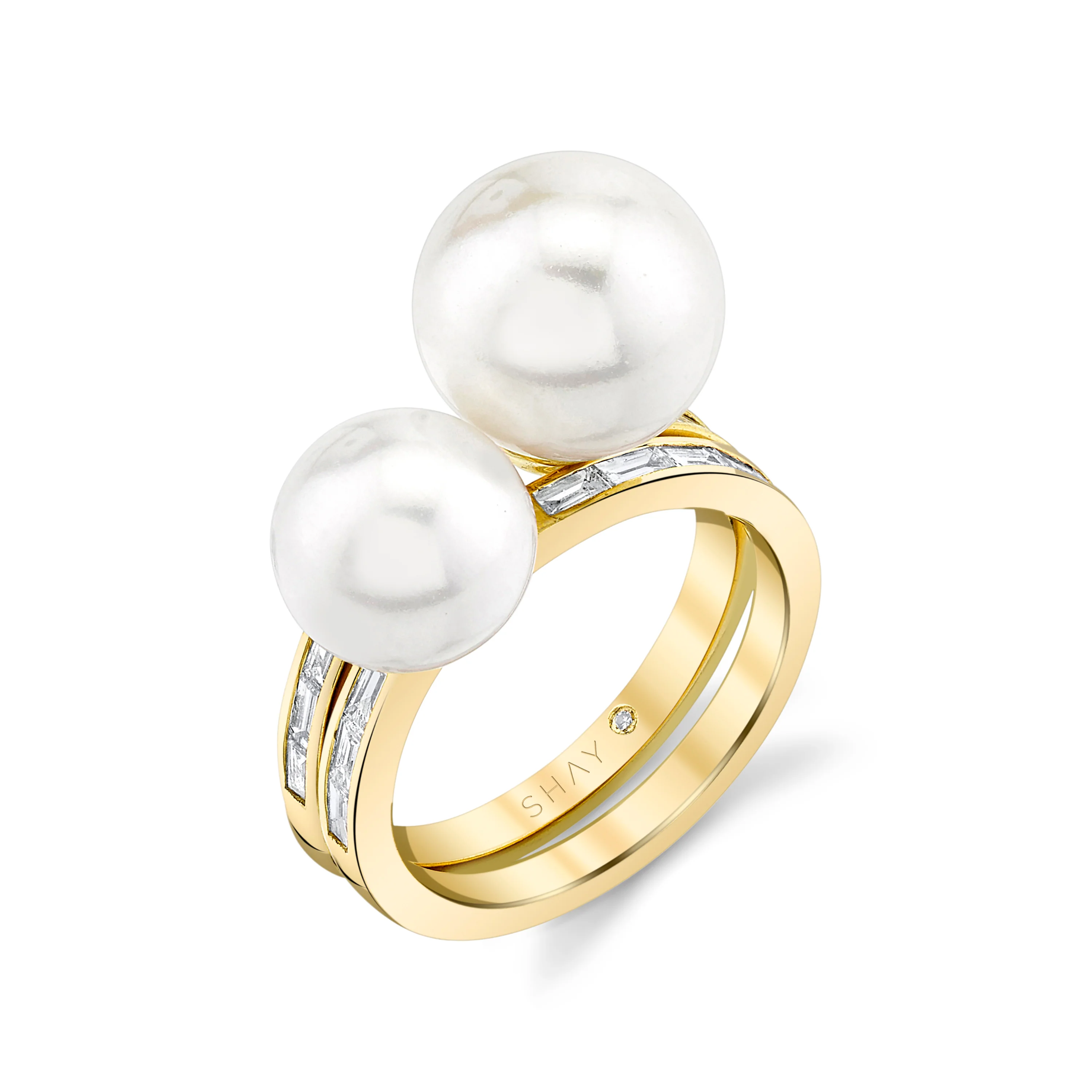 READY TO SHIP PEARL & DIAMOND 2 IN 1 RING