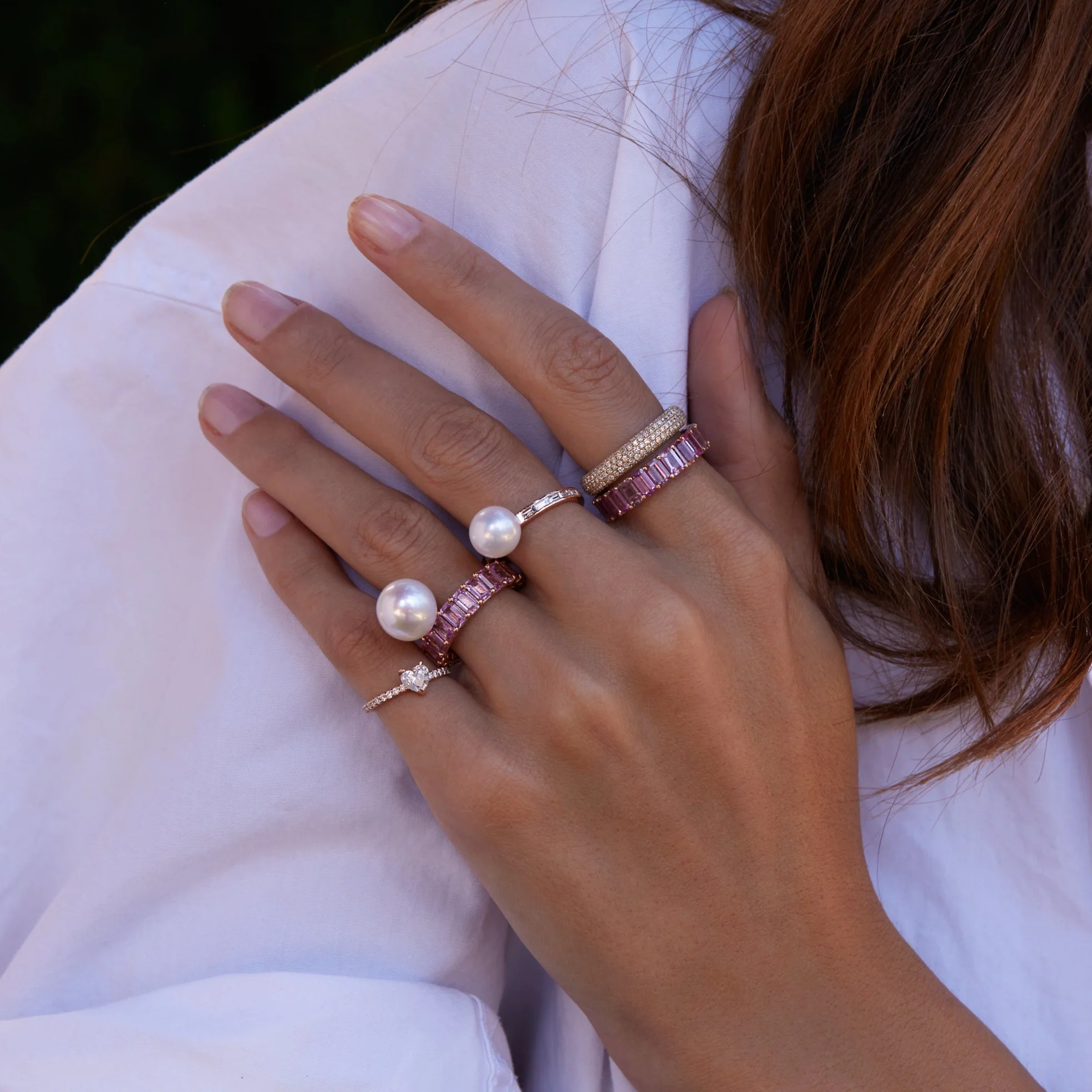READY TO SHIP PEARL & DIAMOND 2 IN 1 RING - Image 4