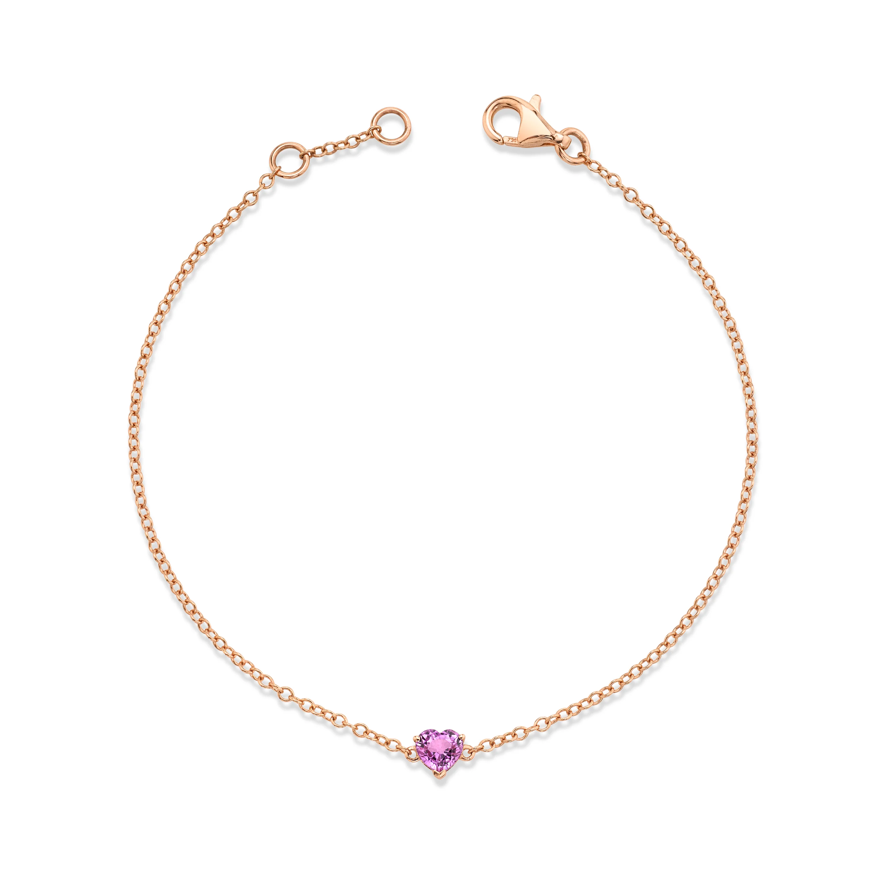 READY TO SHIP PINK SAPPHIRE BABY HEART BRACELET - Image 3