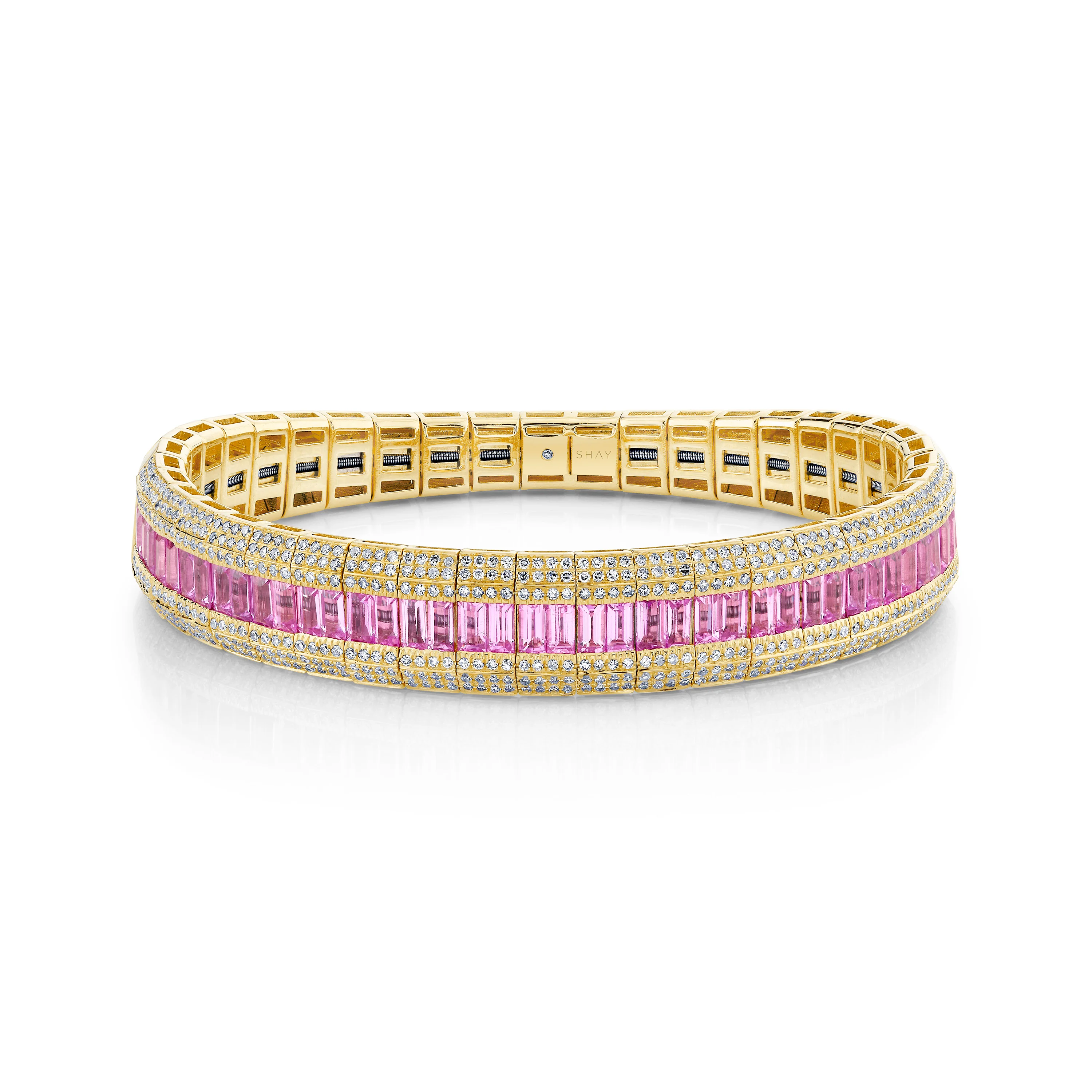 READY TO SHIP PINK SAPPHIRE & DIAMOND STRETCH BRACELET - Image 3