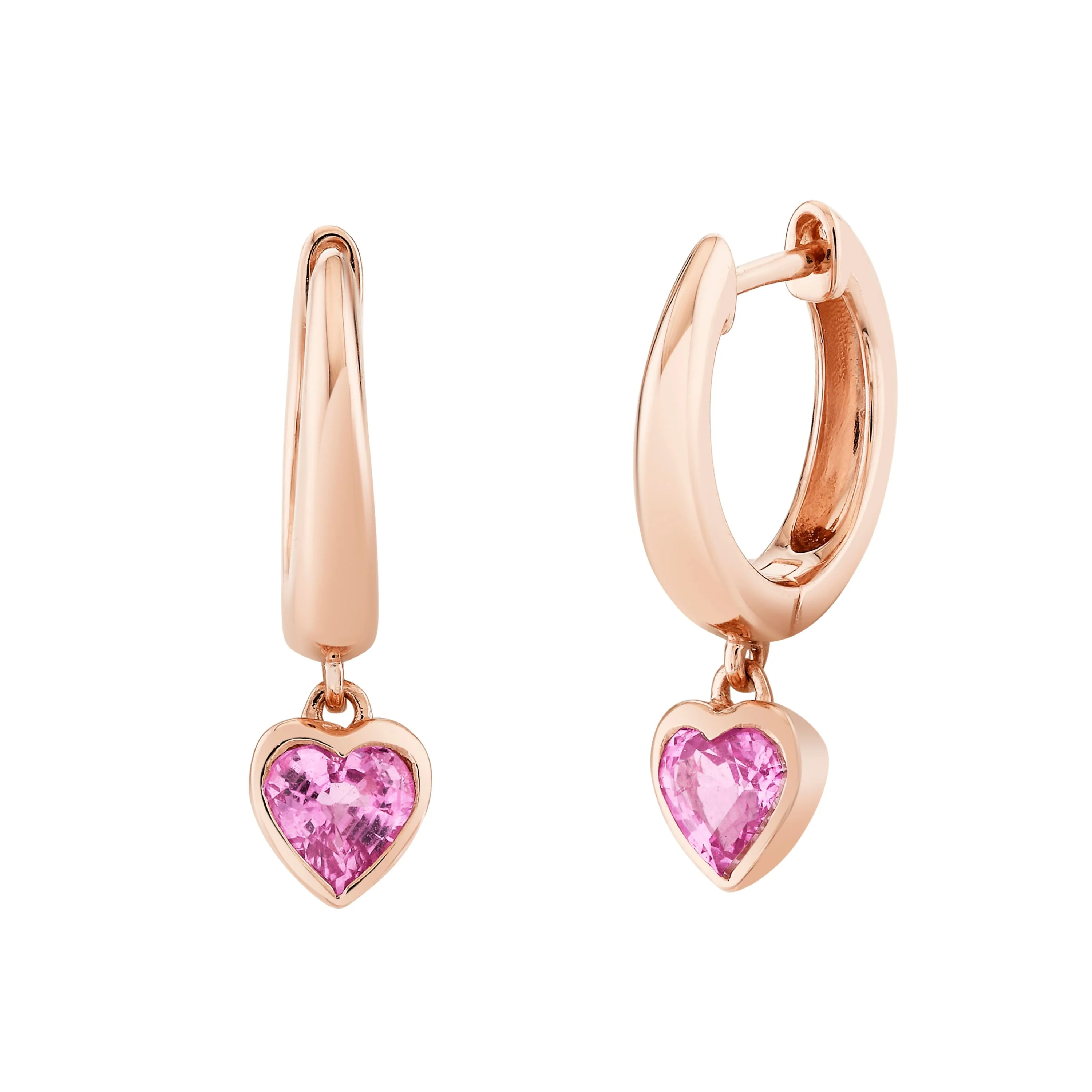 PINK SAPPHIRE HEART DROP HUGGIES - Image 2