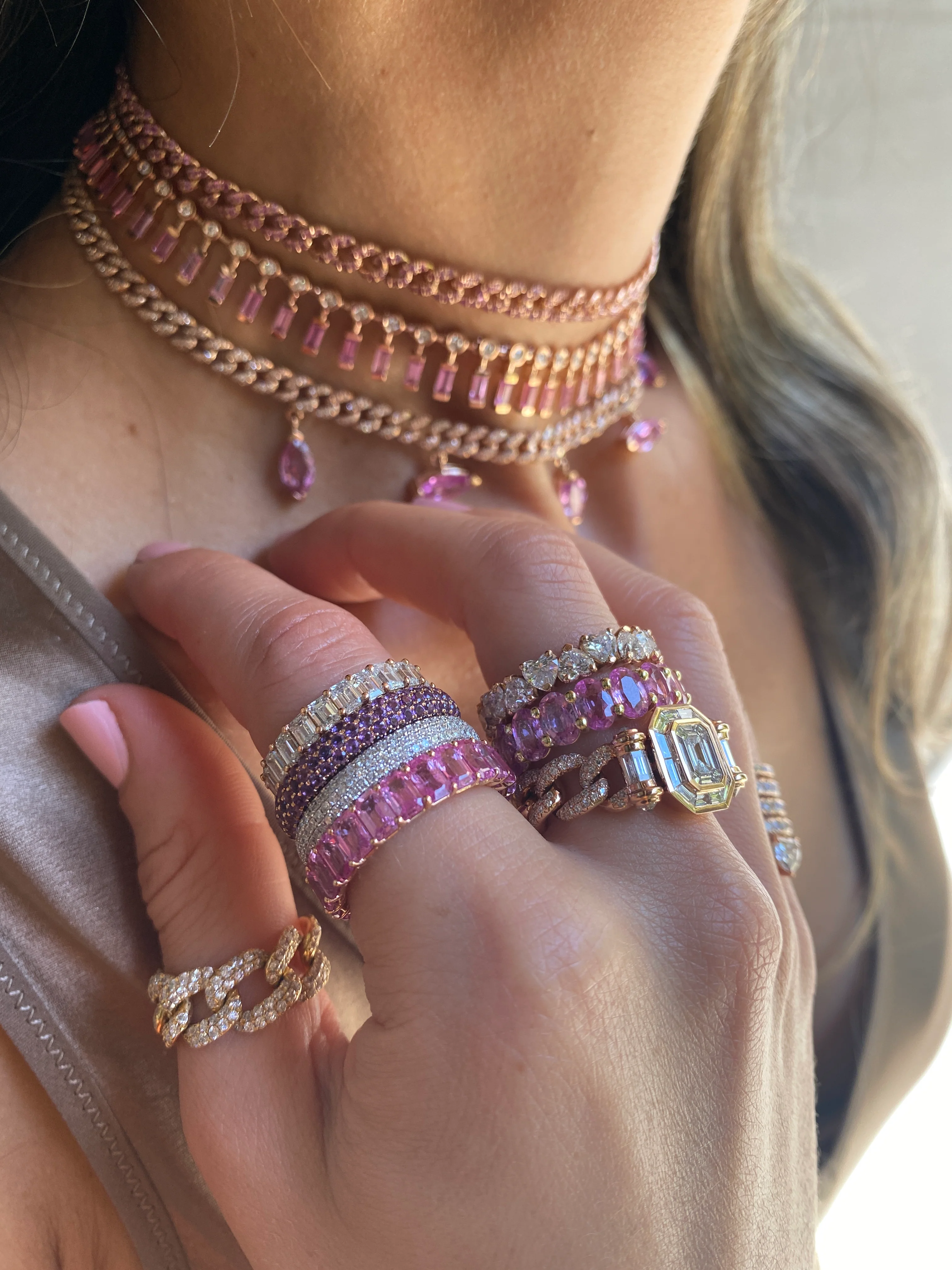 PINK SAPPHIRE MARQUISE DROP CHOKER - Image 6