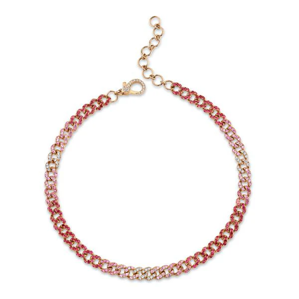 READY TO SHIP PINK SAPPHIRE OMBRE MINI LINK ANKLET