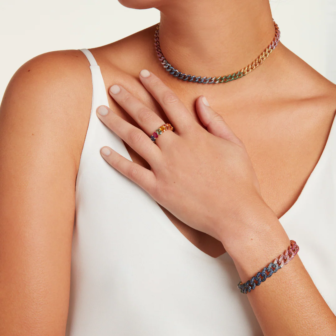 READY TO SHIP RAINBOW PAVE ESSENTIAL LINK BRACELET - Image 2
