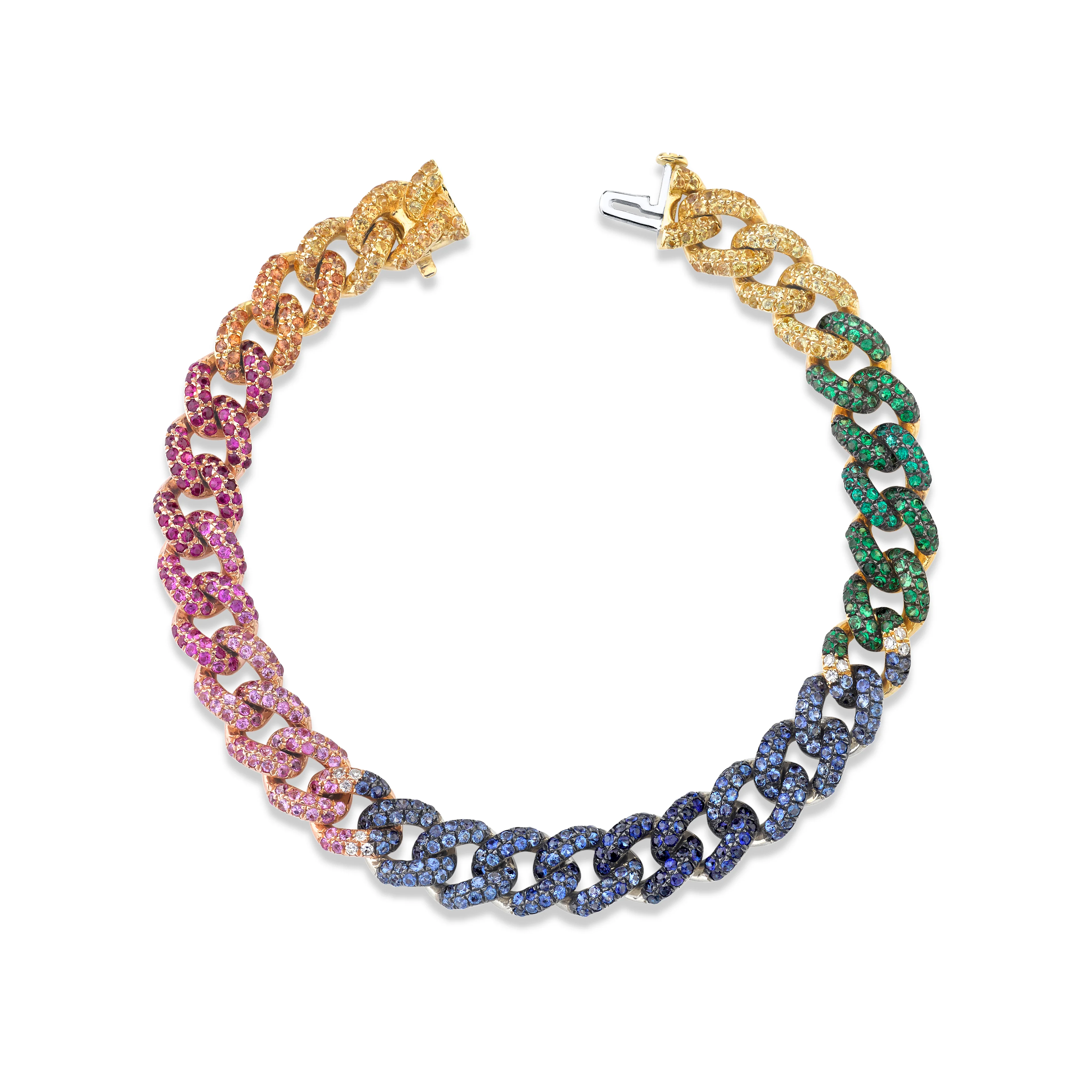 READY TO SHIP RAINBOW PAVE MEDIUM LINK BRACELET