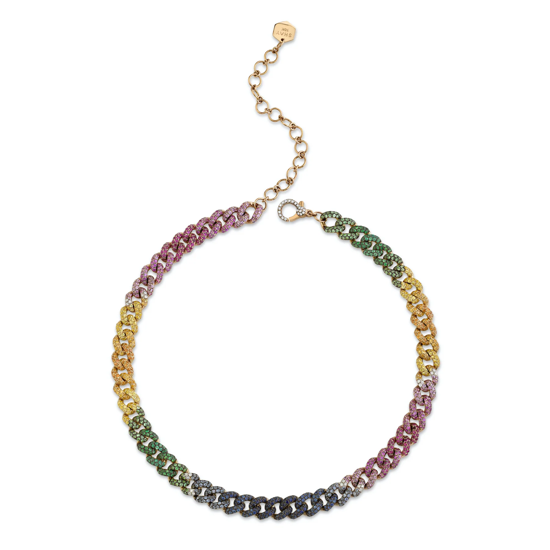 READY TO SHIP RAINBOW PAVE MEDIUM LINK NECKLACE