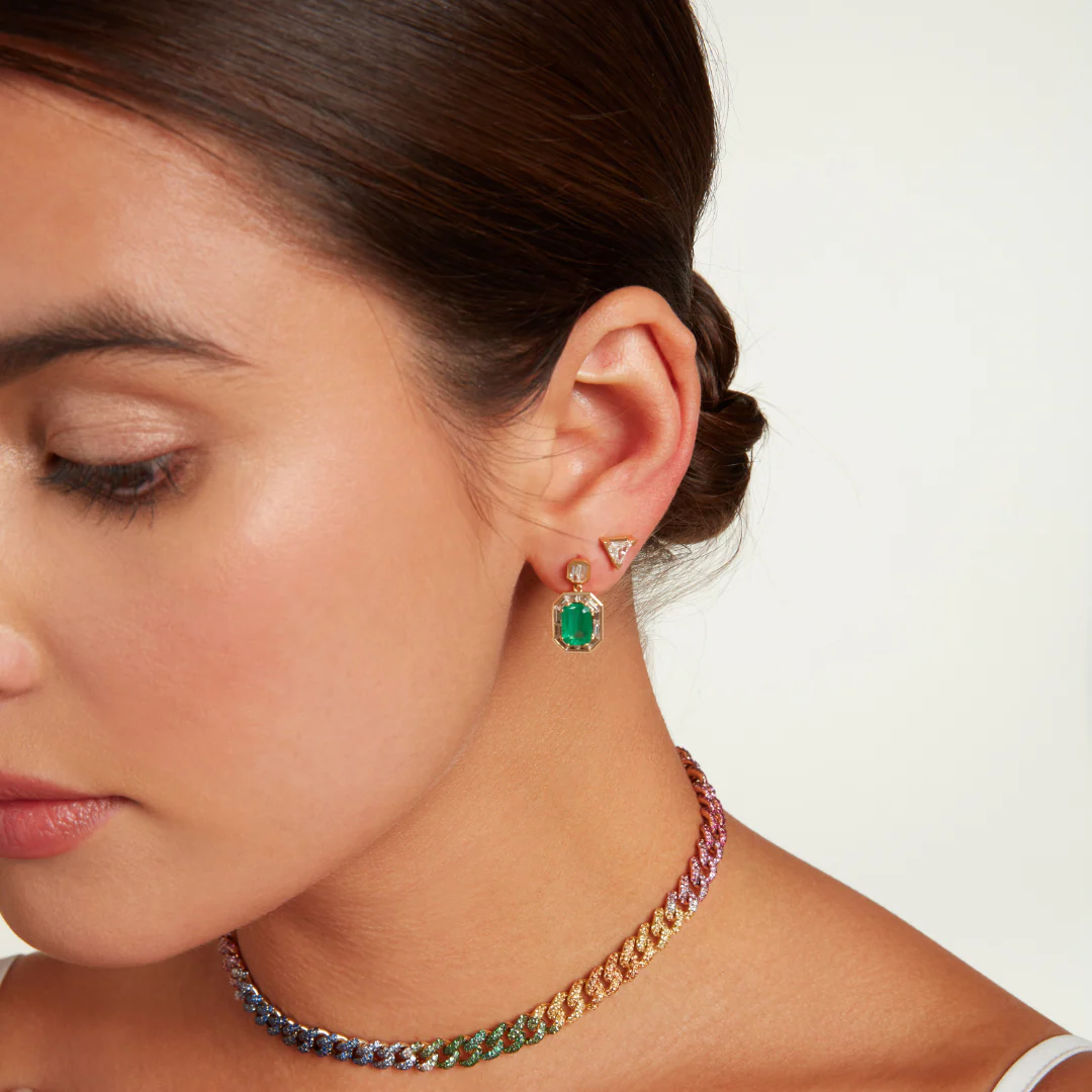 READY TO SHIP RAINBOW PAVE MEDIUM LINK NECKLACE - Image 2