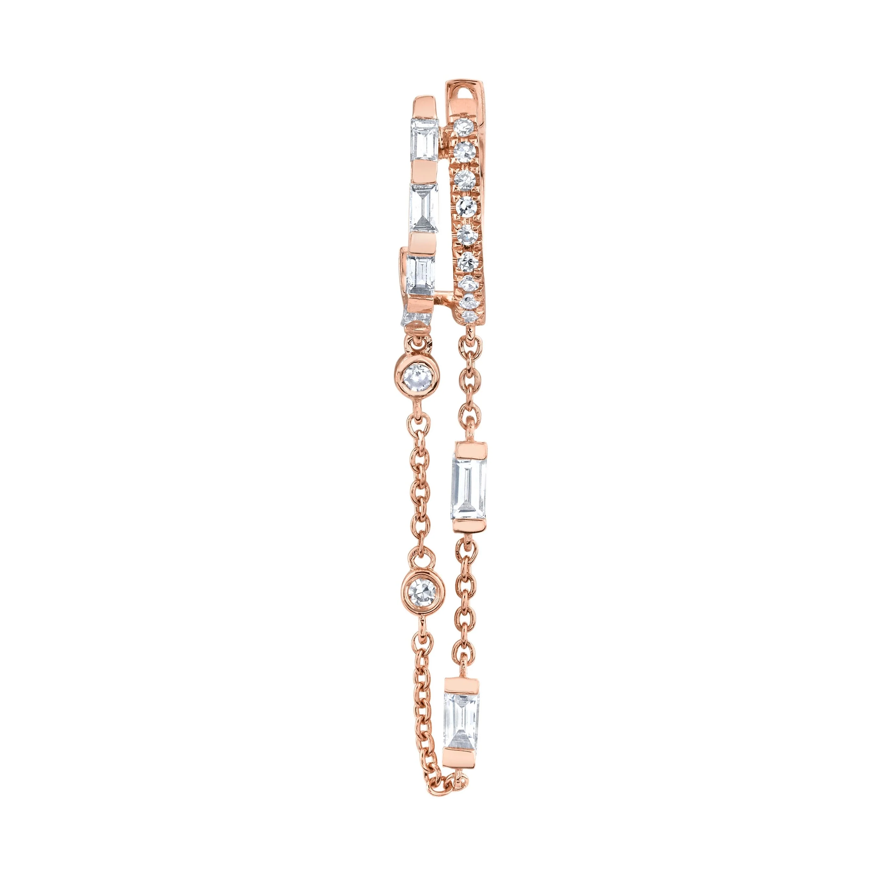 READY TO SHIP SINGLE DIAMOND DOUBLE FRINGE HUGGIE - Image 3