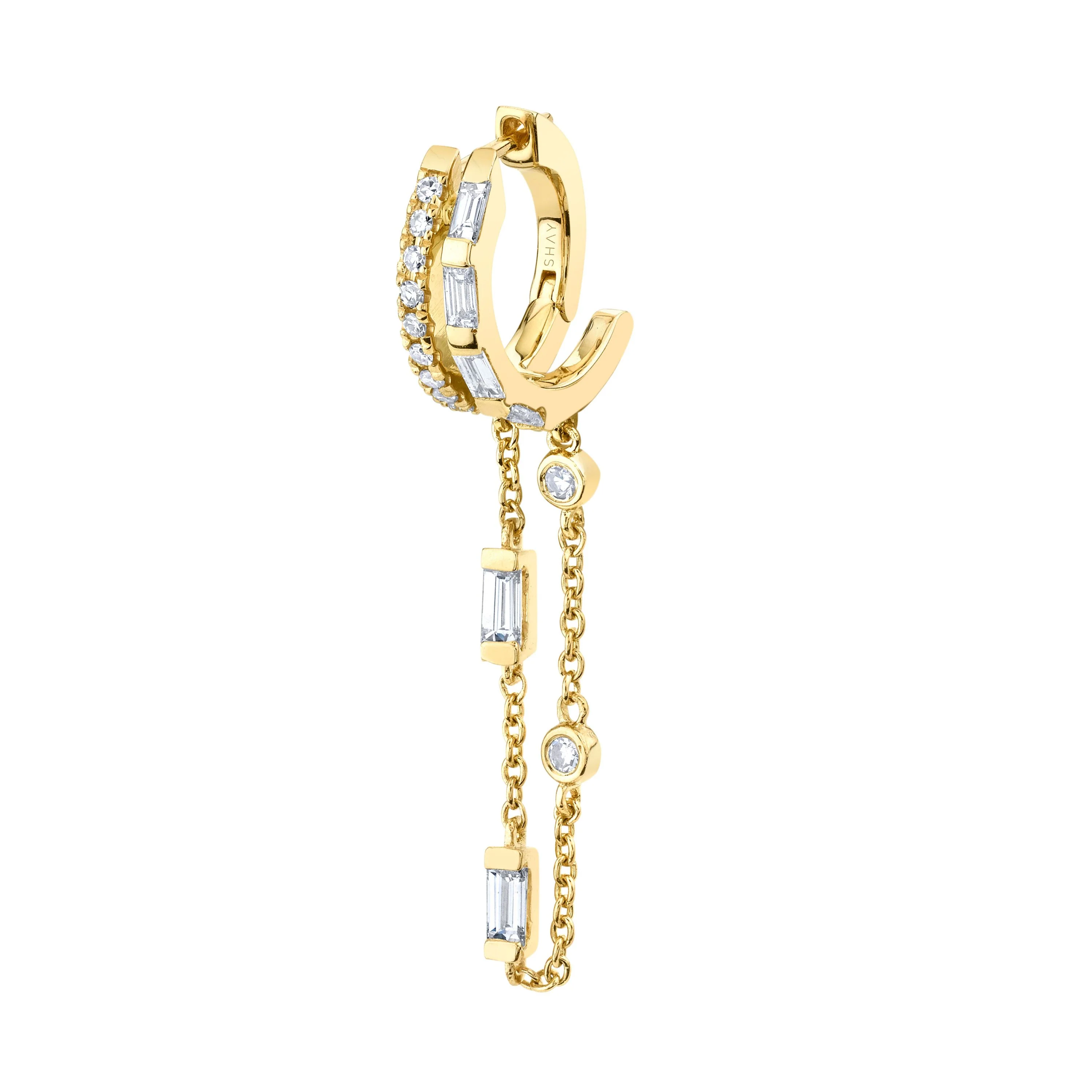READY TO SHIP SINGLE DIAMOND DOUBLE FRINGE HUGGIE - Image 4