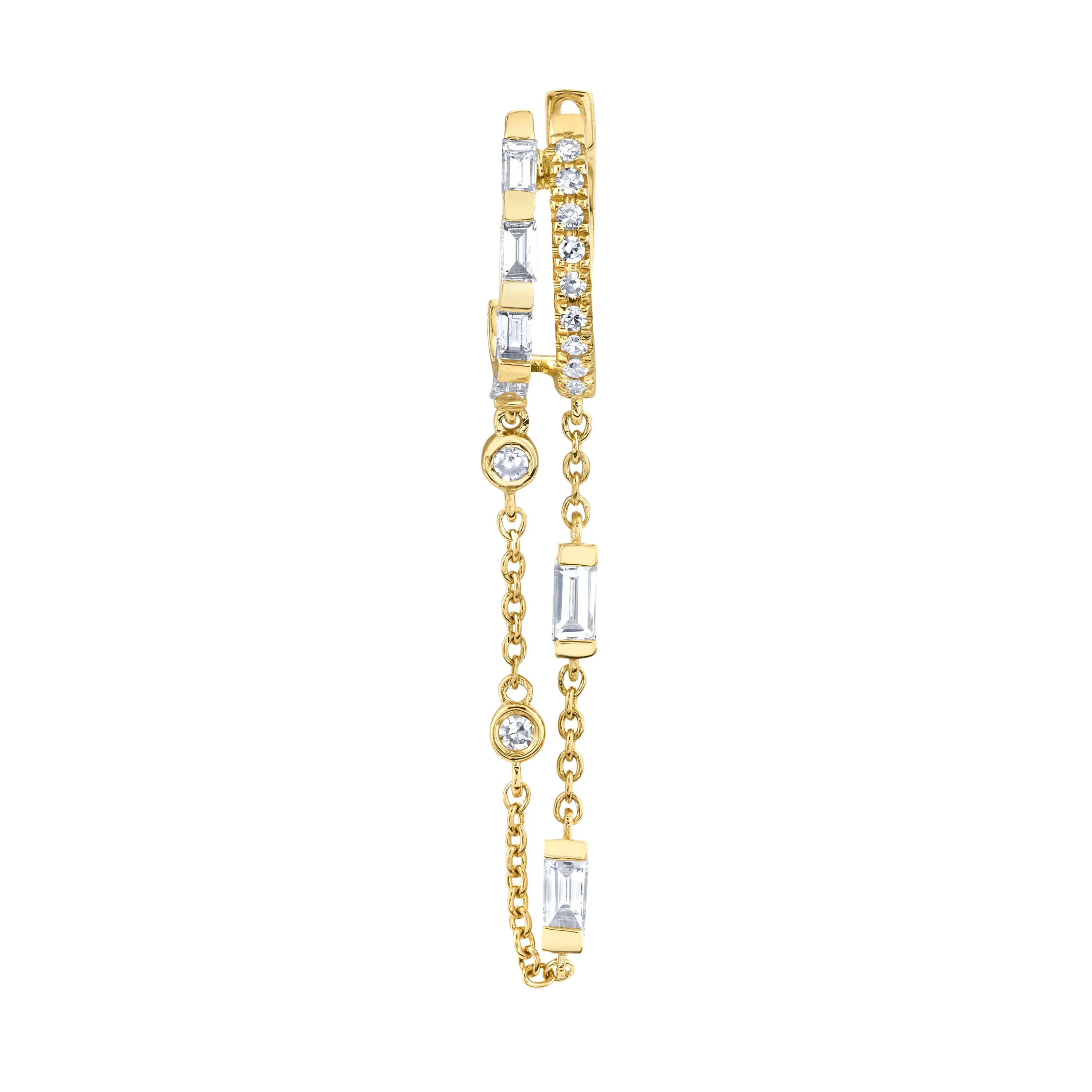 READY TO SHIP SINGLE DIAMOND DOUBLE FRINGE HUGGIE - Image 5