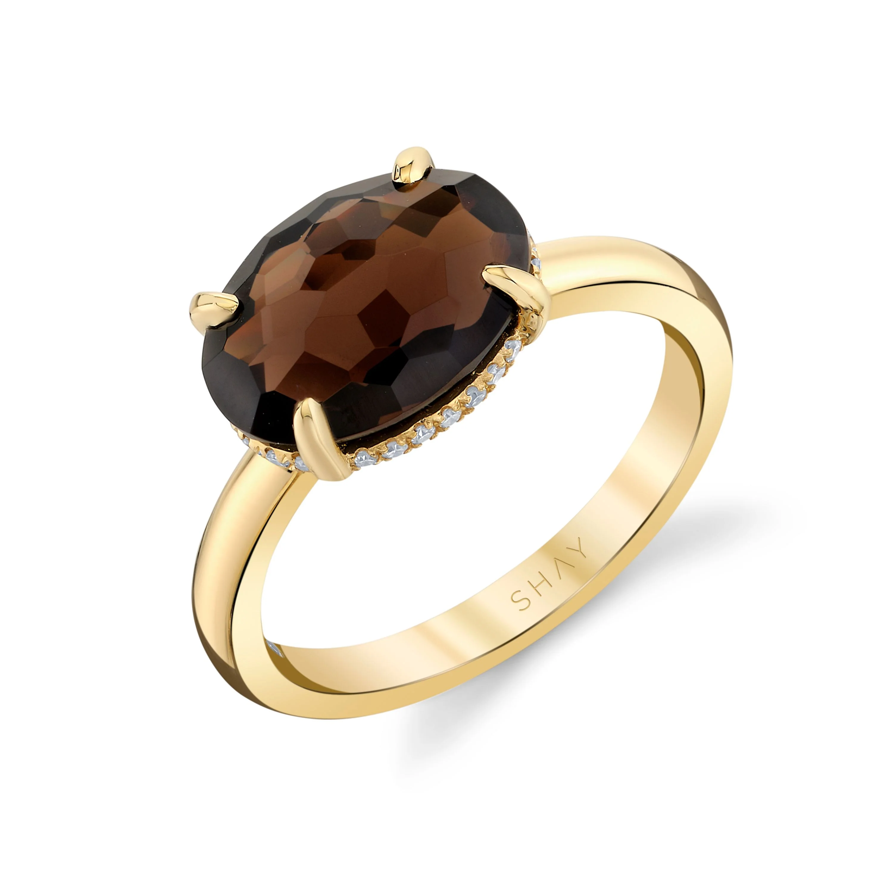 SMOKY QUARTZ & DIAMOND GEM RING - Image 3