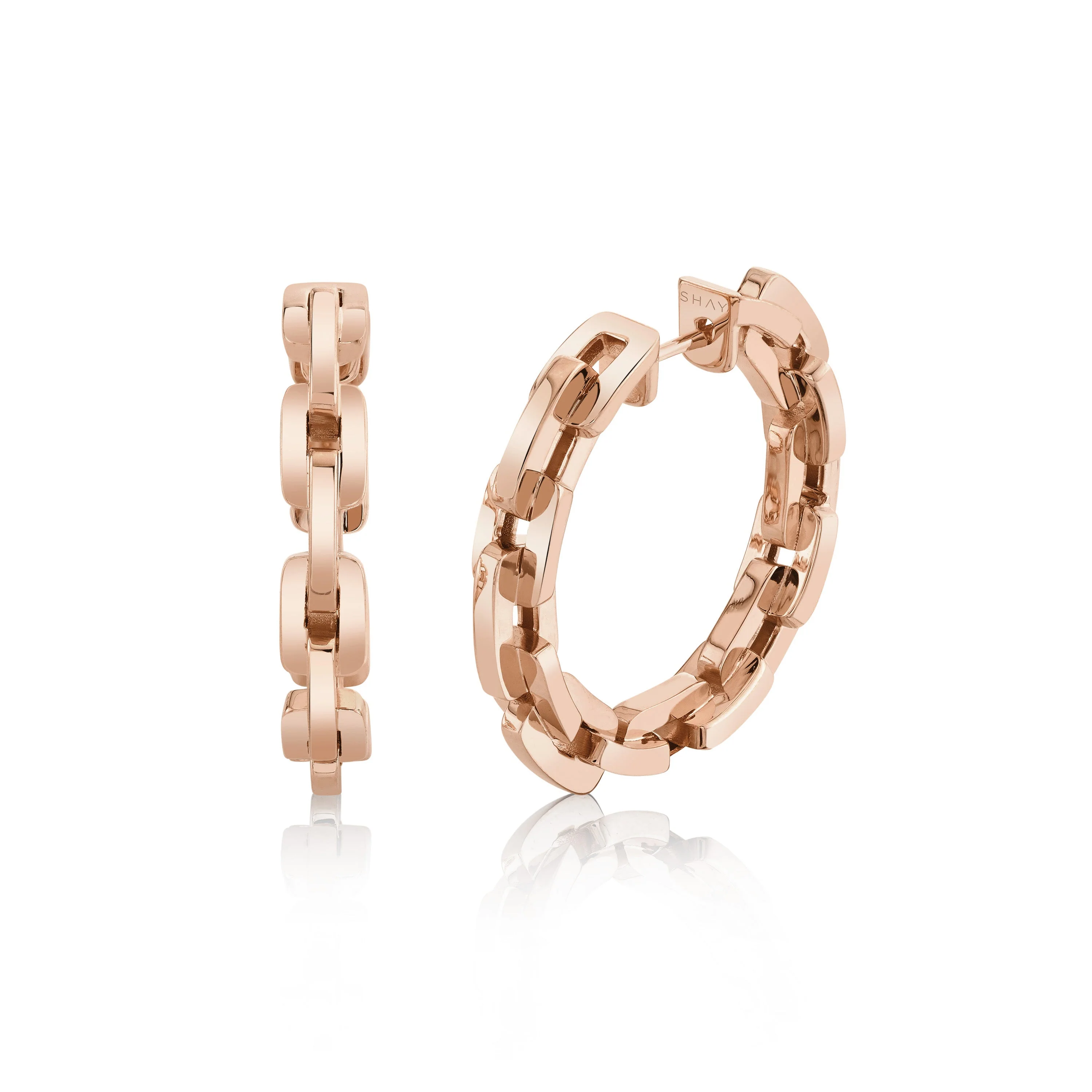READY TO SHIP SOLID GOLD MINI DECO LINK HOOPS - Image 3