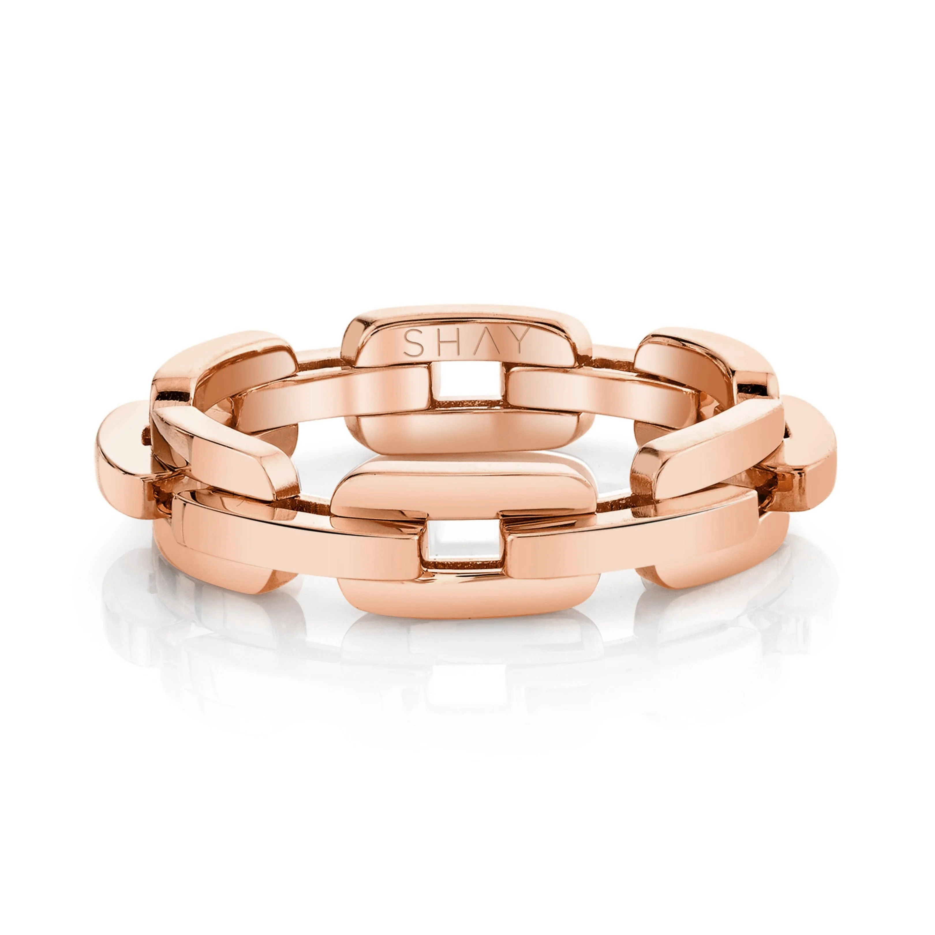 READY TO SHIP SOLID GOLD MINI DECO LINK RING - Image 3