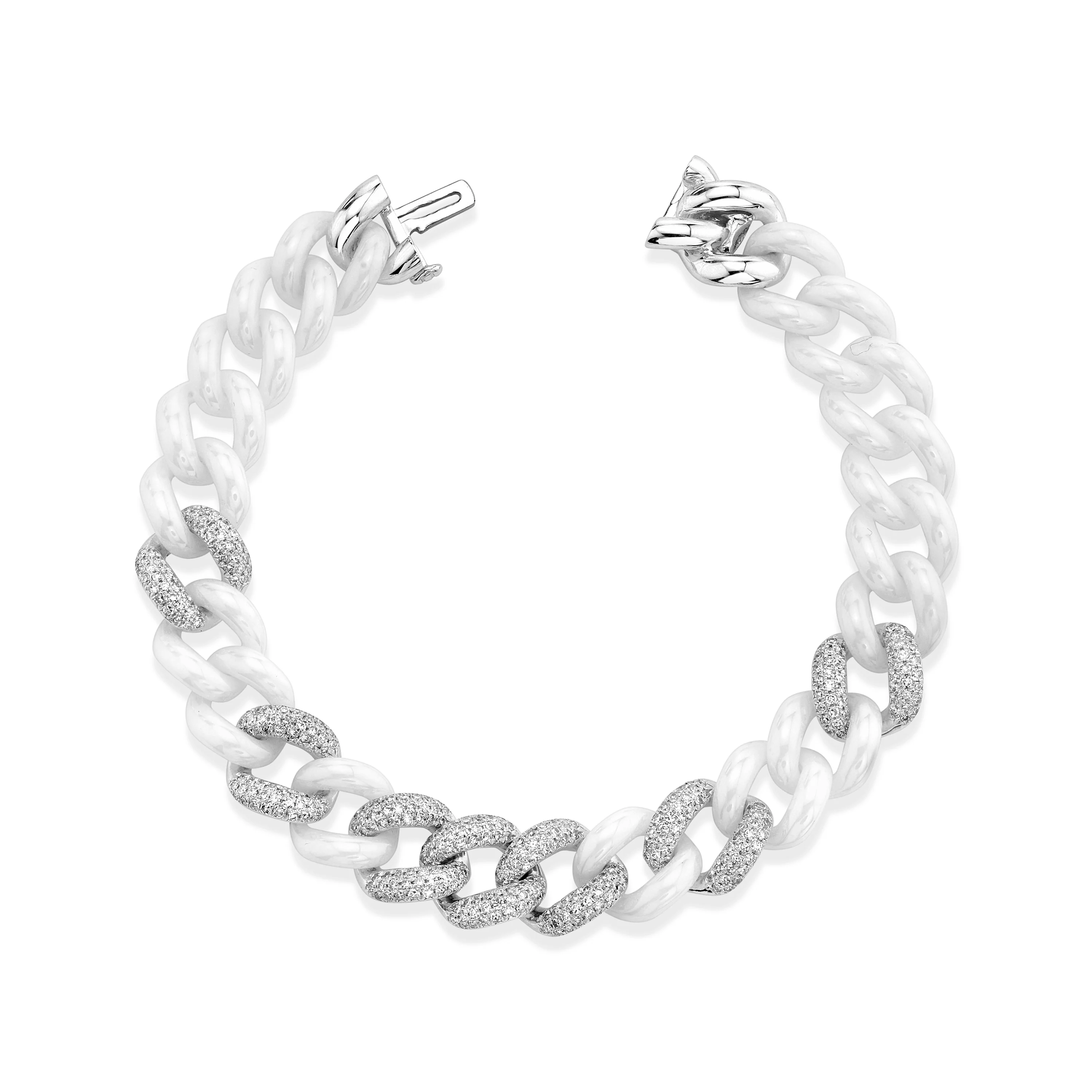 READY TO SHIP WHITE CERAMIC PAVE ESSENTIAL LINK BRACELET - Image 4