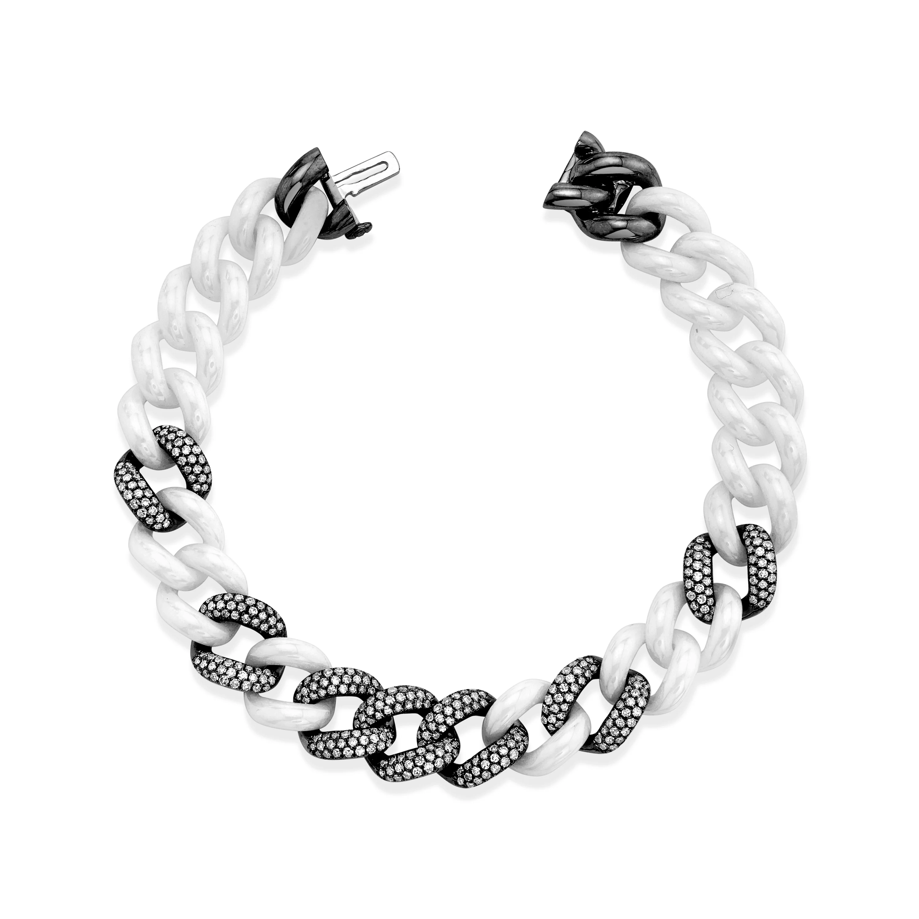 READY TO SHIP WHITE CERAMIC PAVE ESSENTIAL LINK BRACELET - Image 5