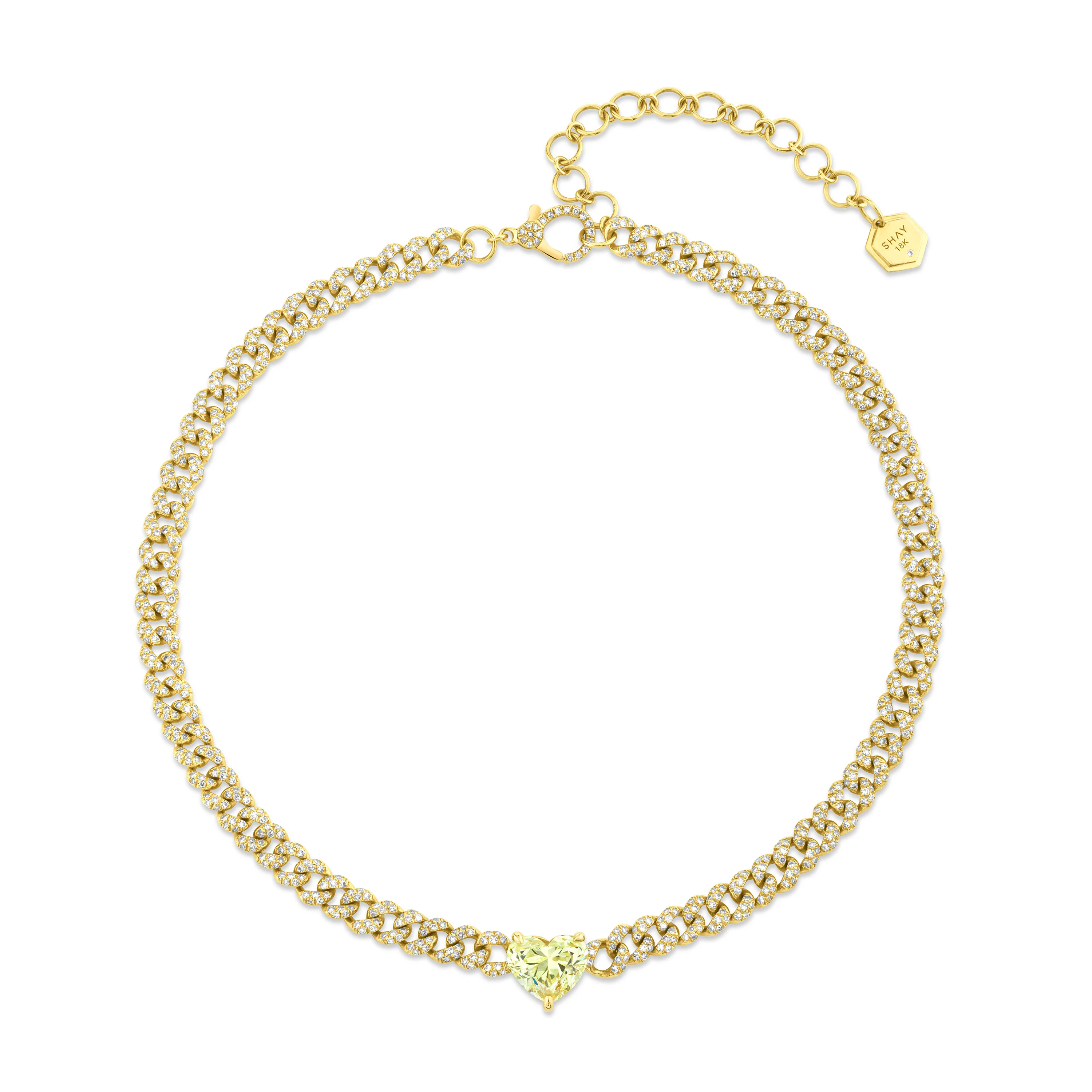 READY TO SHIP YELLOW DIAMOND HEART MINI LINK NECKLACE