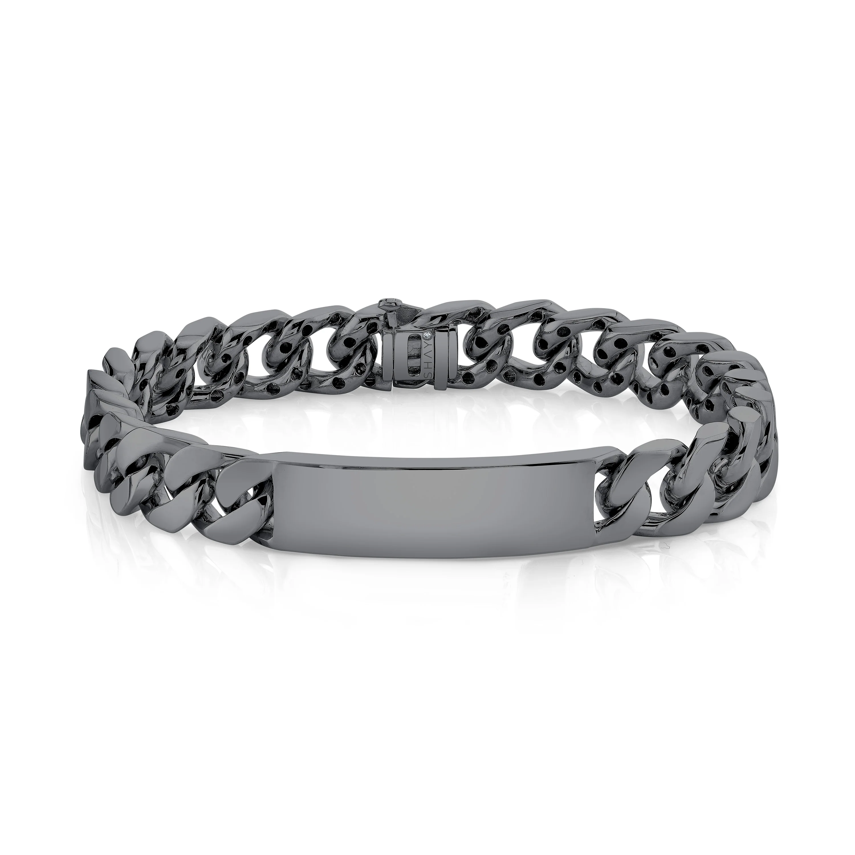 READY TO SHIP MEN'S SOLID GOLD ID FLAT LINK BRACELET - Image 3