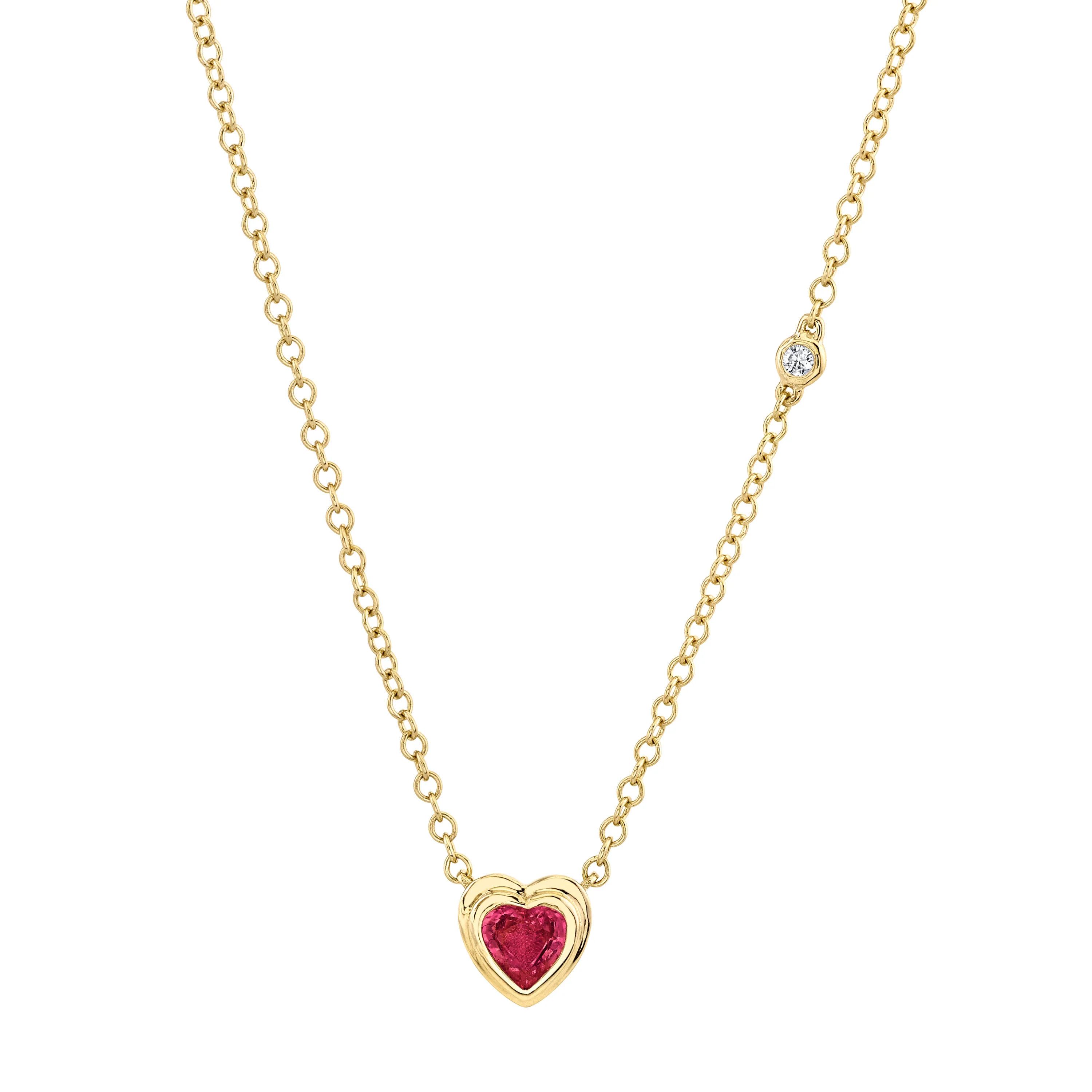 MINI ME RUBY BEZEL HEART NECKLACE - Image 3