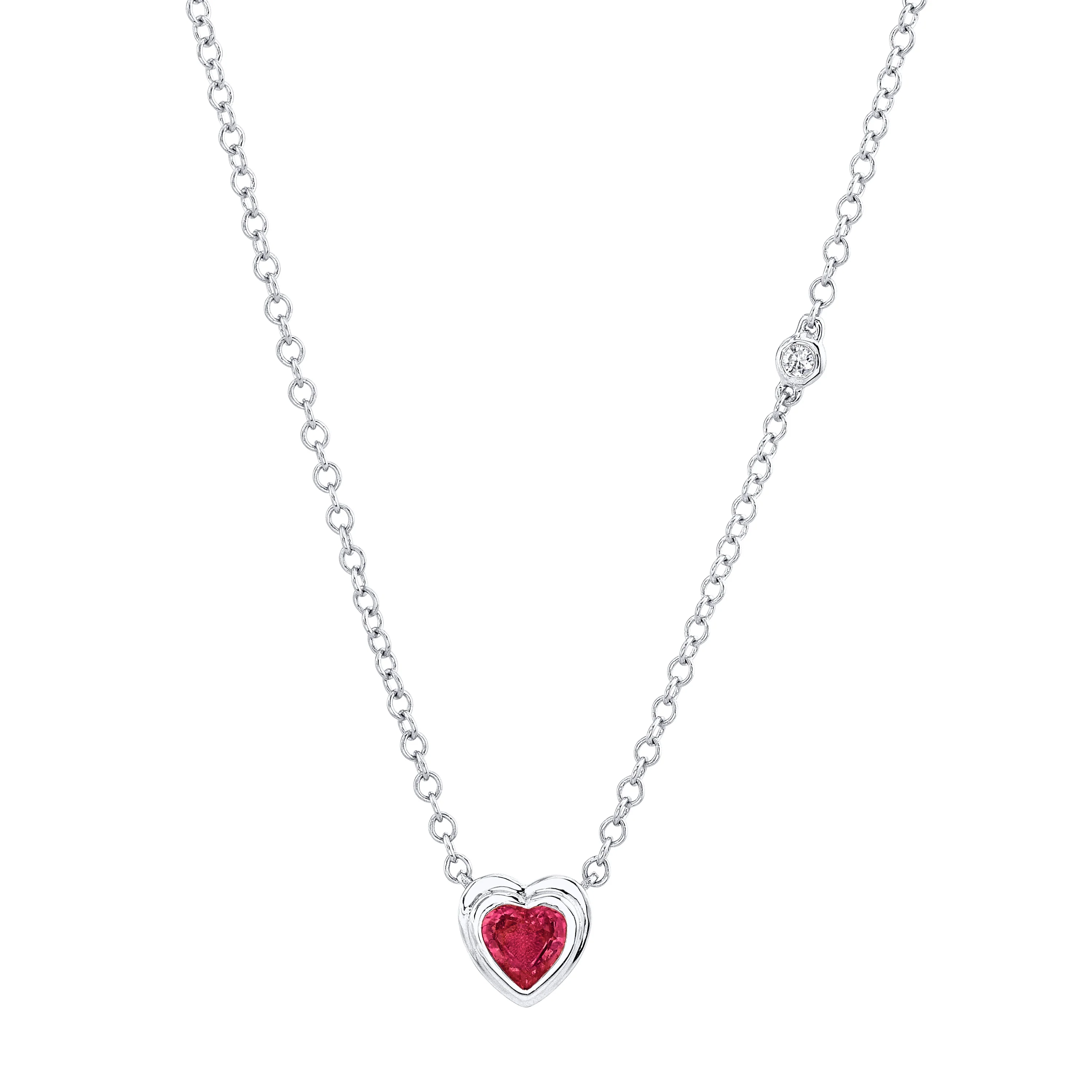 MINI ME RUBY BEZEL HEART NECKLACE - Image 4