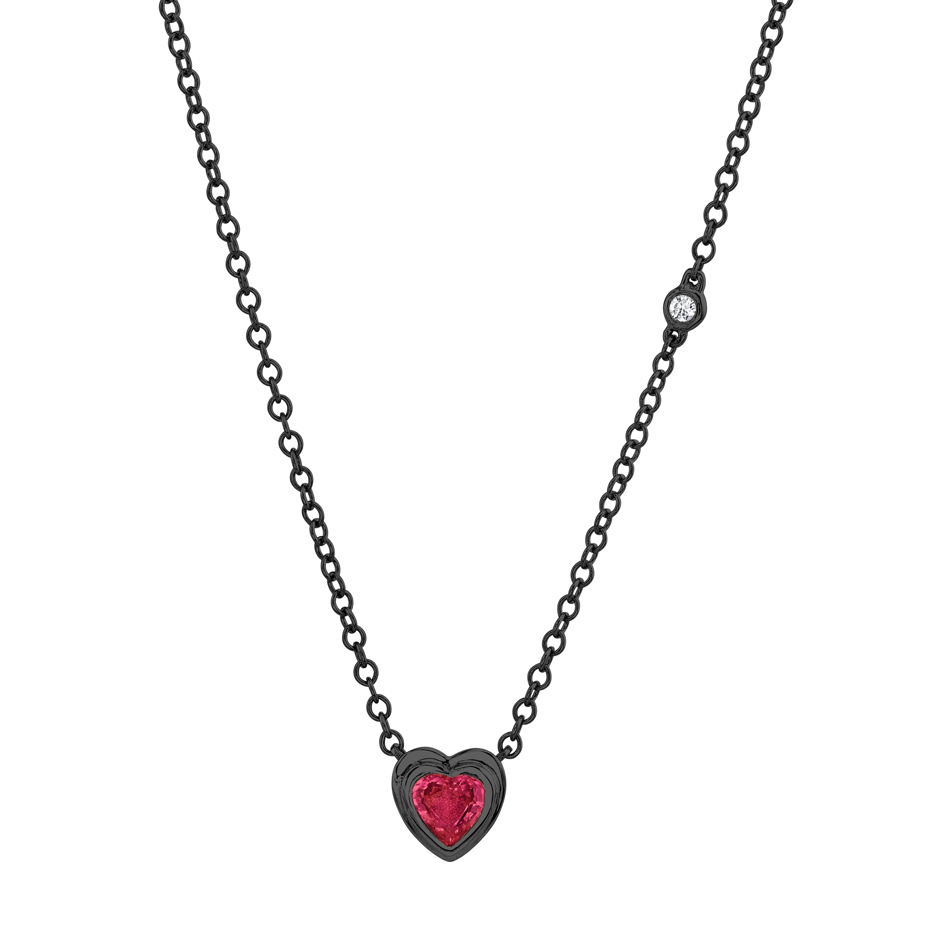 MINI ME RUBY BEZEL HEART NECKLACE - Image 5