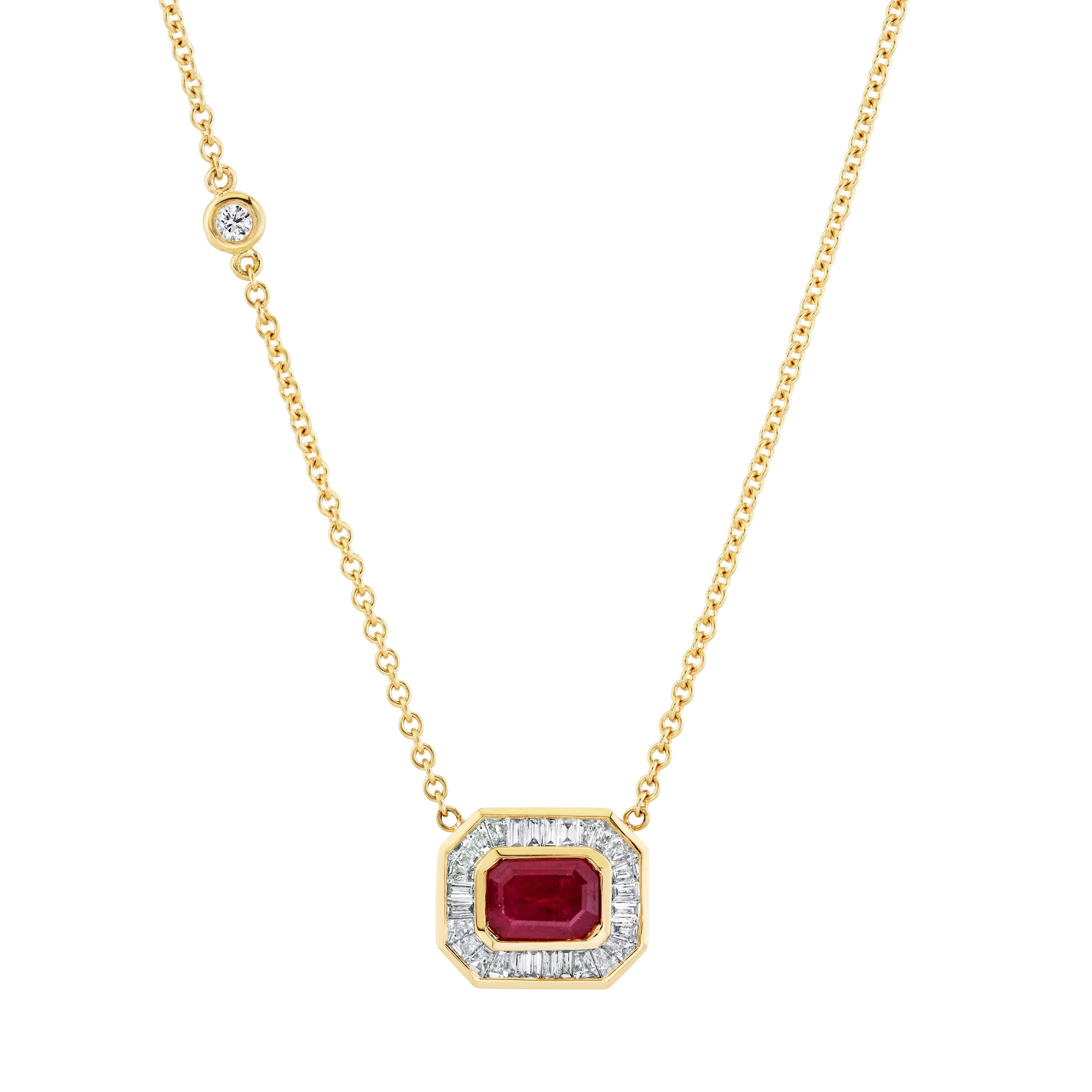 RUBY & DIAMOND HALO NECKLACE