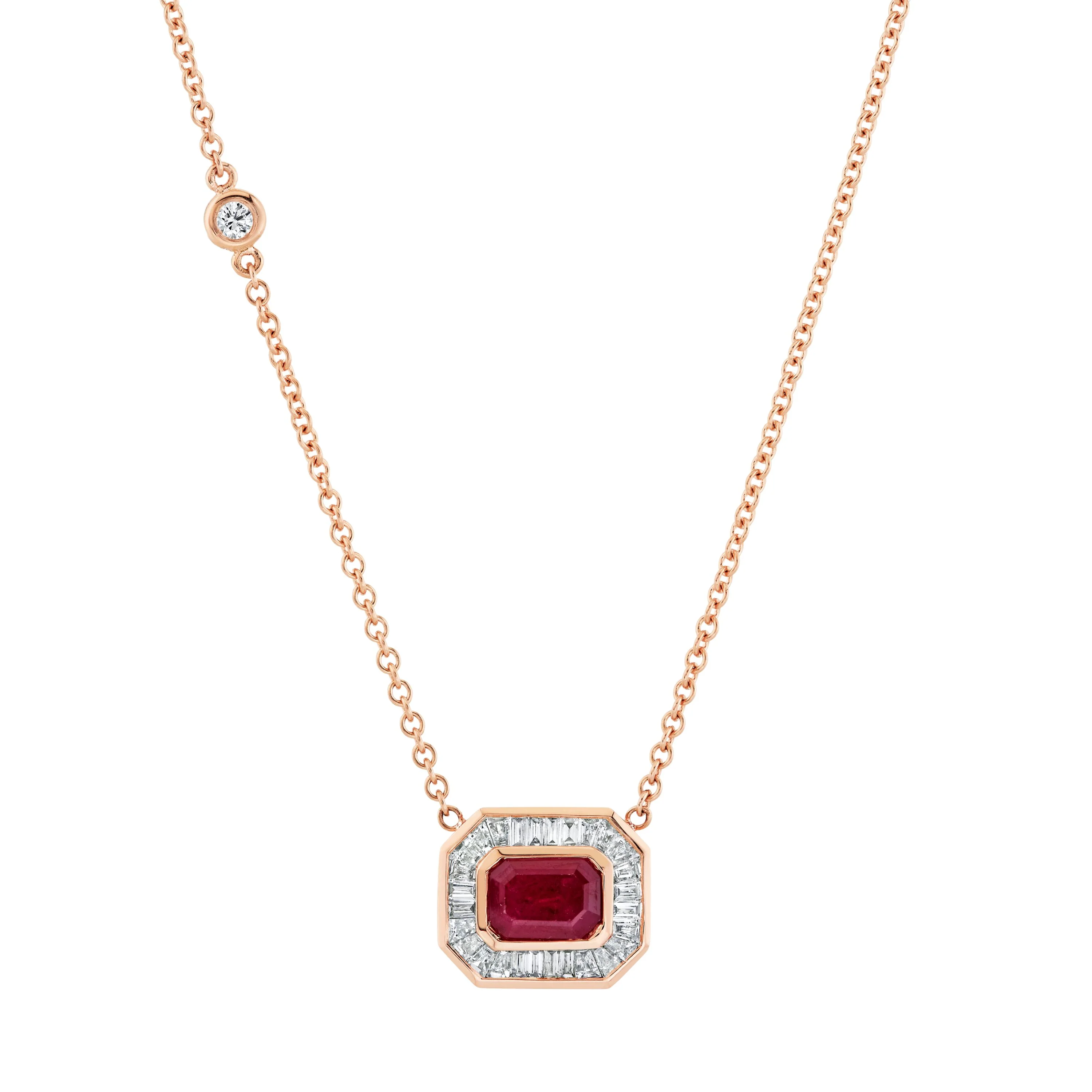RUBY & DIAMOND HALO NECKLACE - Image 3