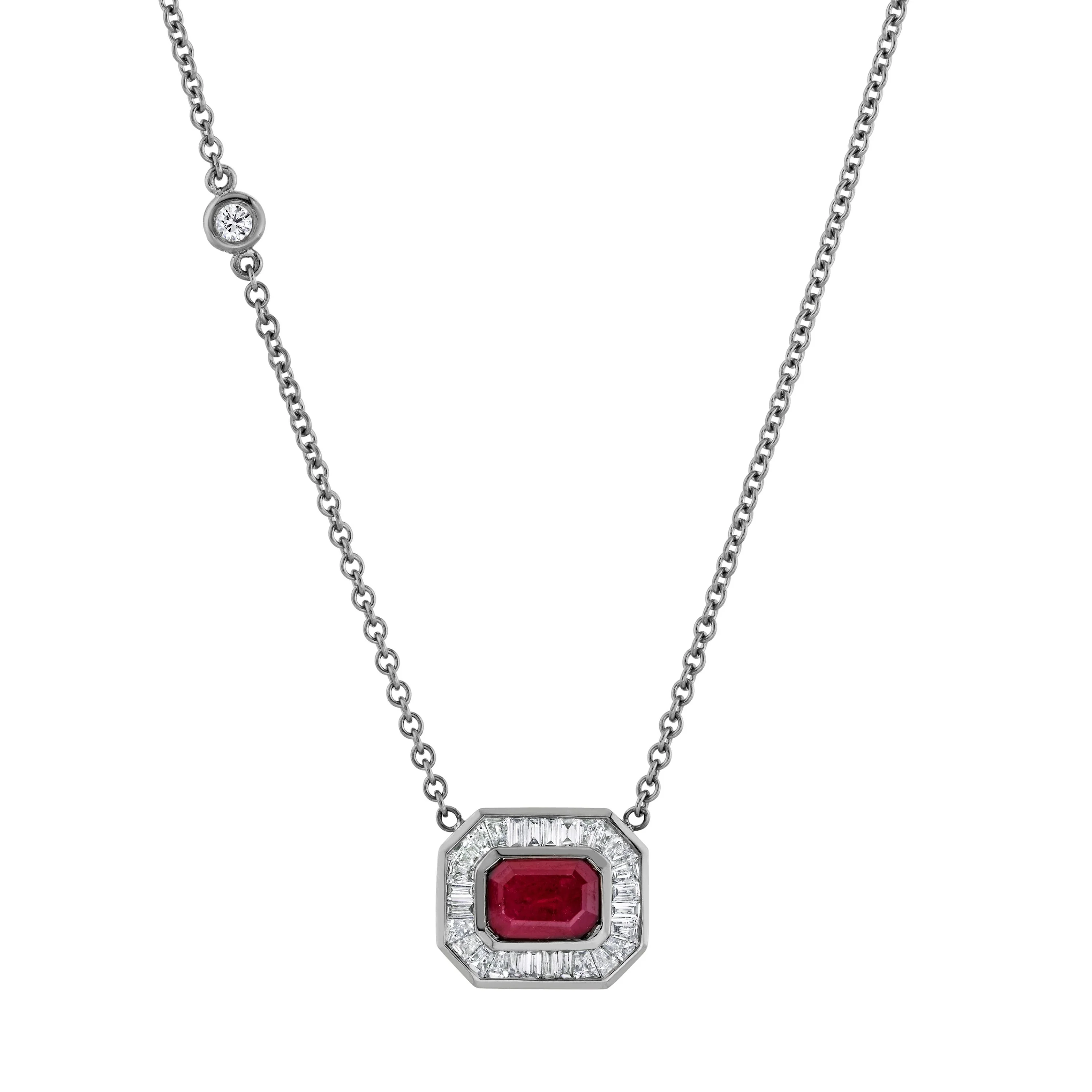 RUBY & DIAMOND HALO NECKLACE - Image 4