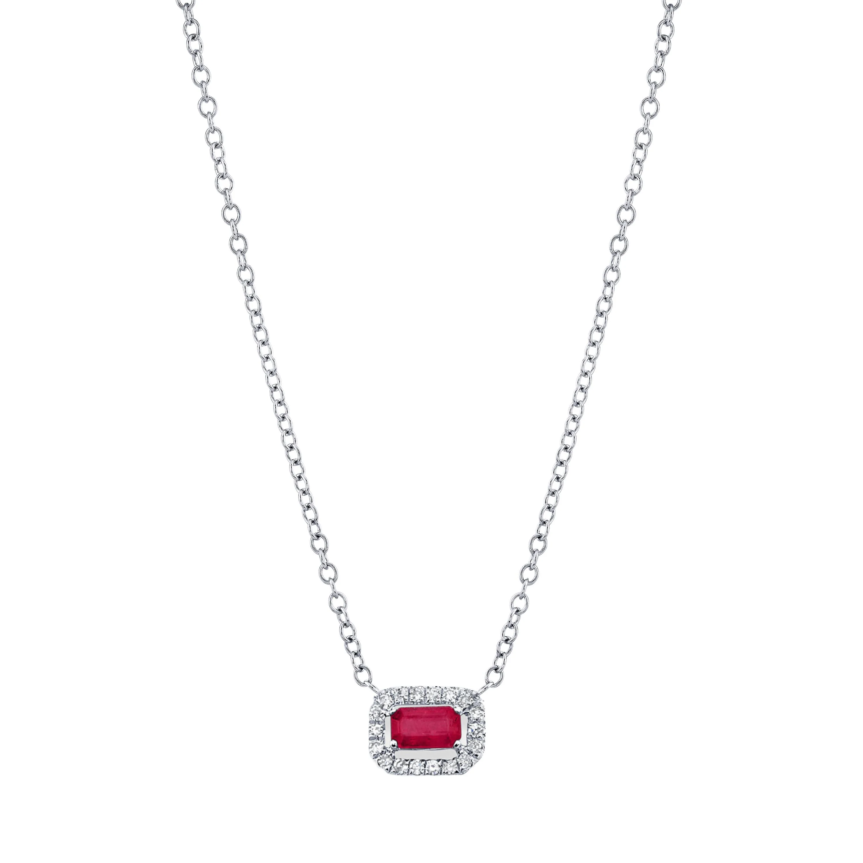 RUBY & DIAMOND MINI HALO NECKLACE - Image 3