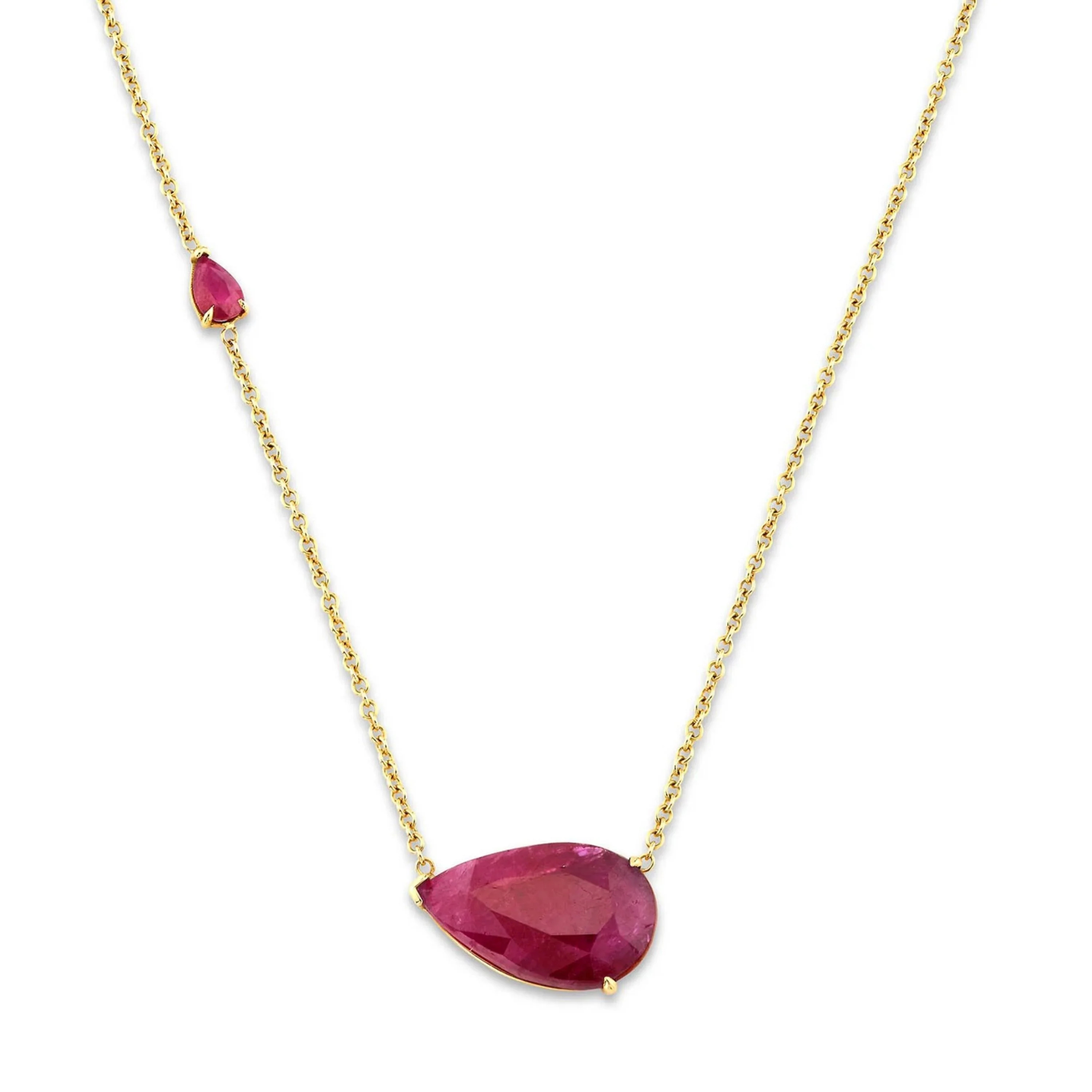 RUBY EAST WEST PEAR NECKLACE