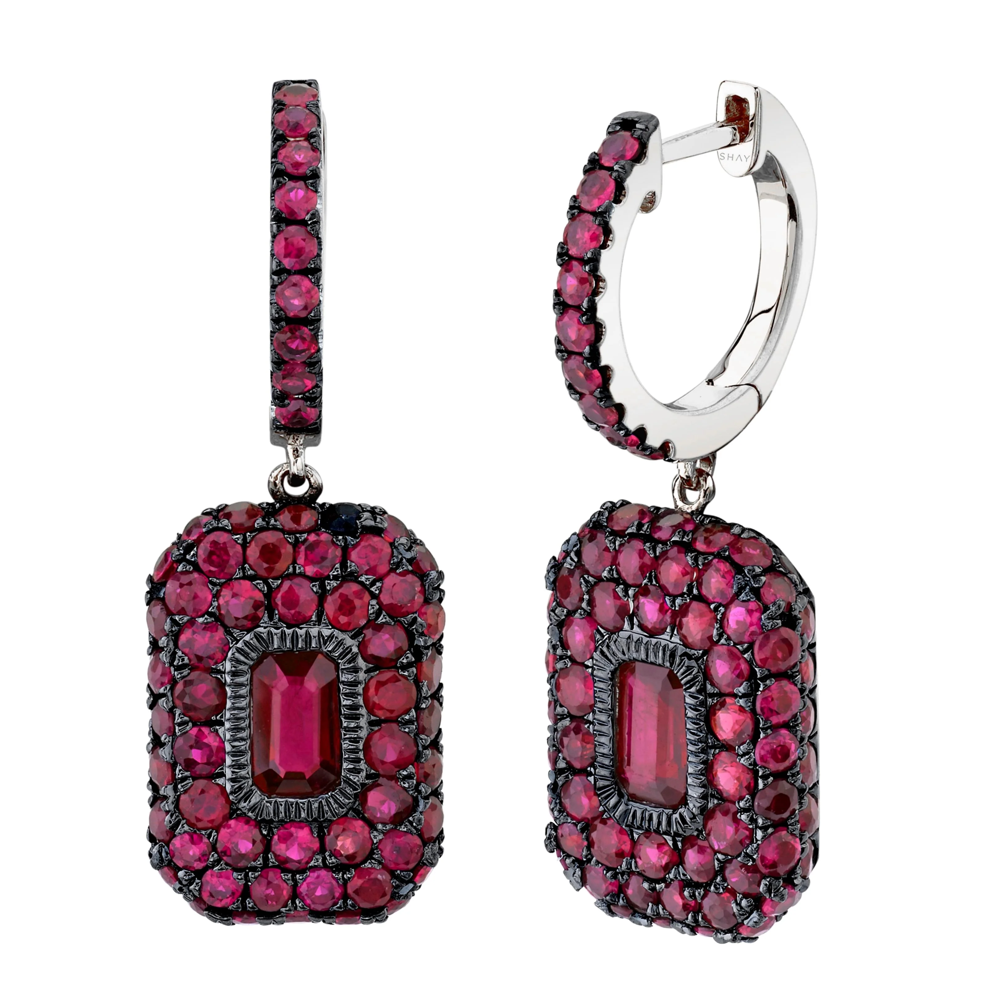 RUBY PAVE BAGUETTE DROP EARRINGS - Image 3