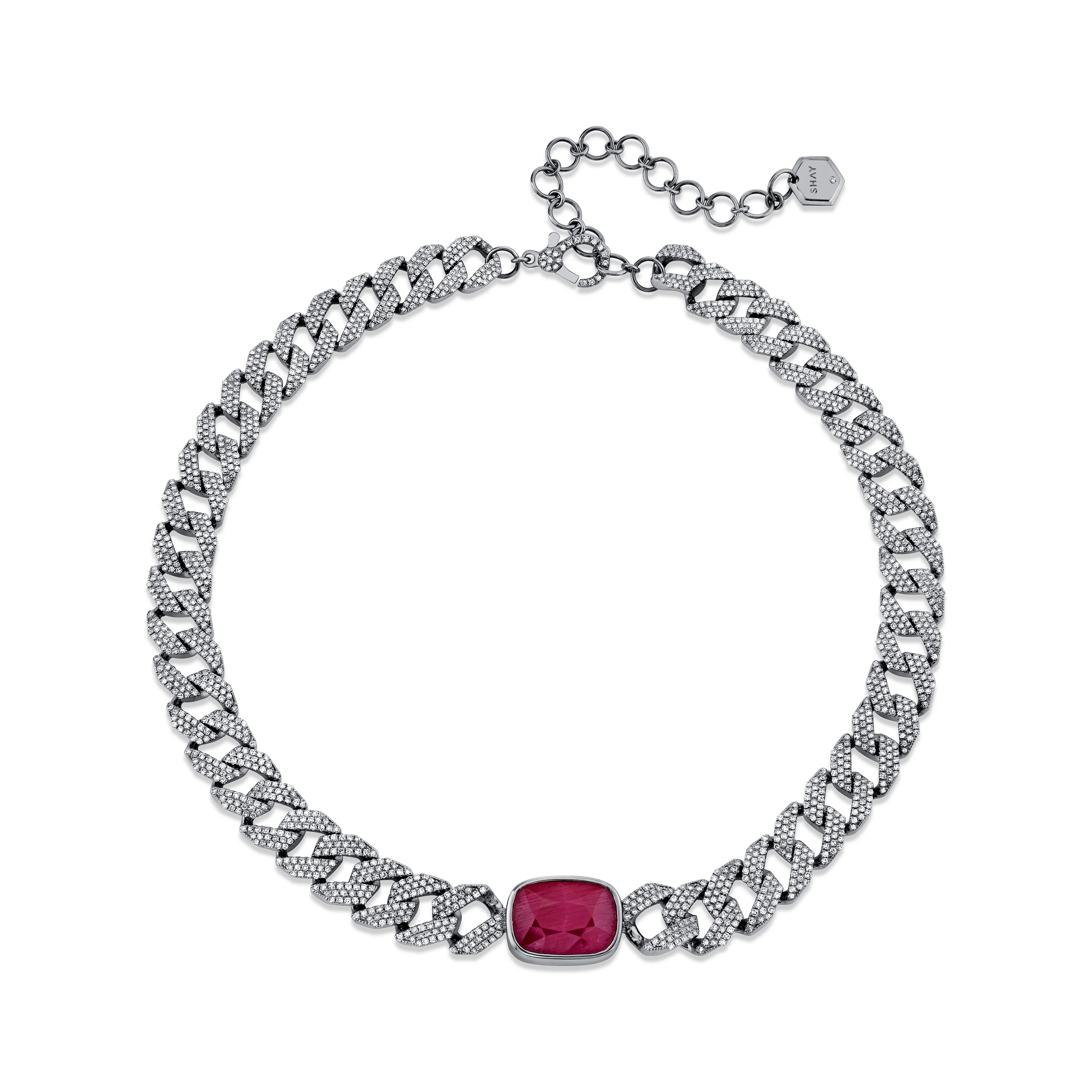 RUBY PAVE DIAMOND GEO LINK CHOKER - Image 3
