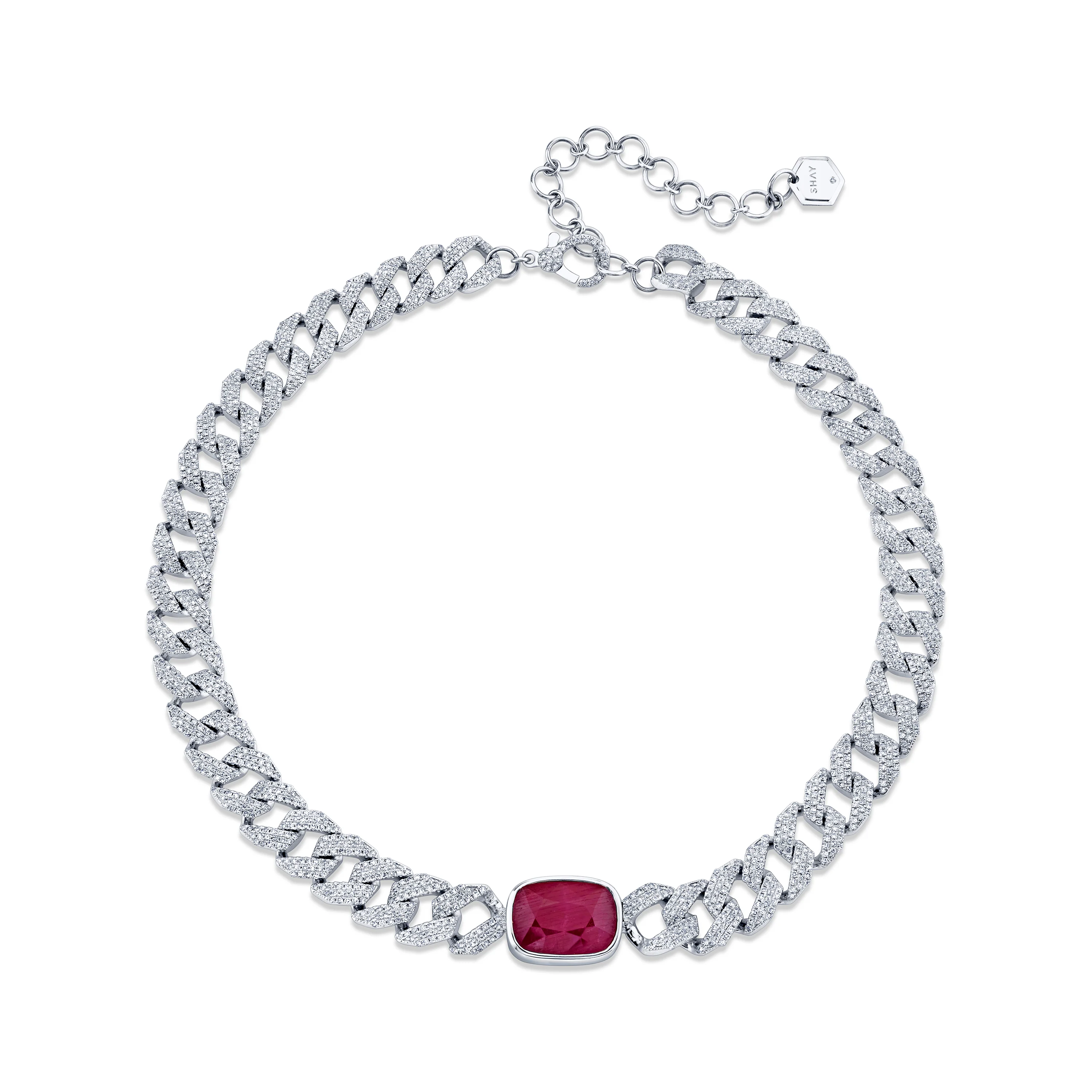 RUBY PAVE DIAMOND GEO LINK CHOKER - Image 4